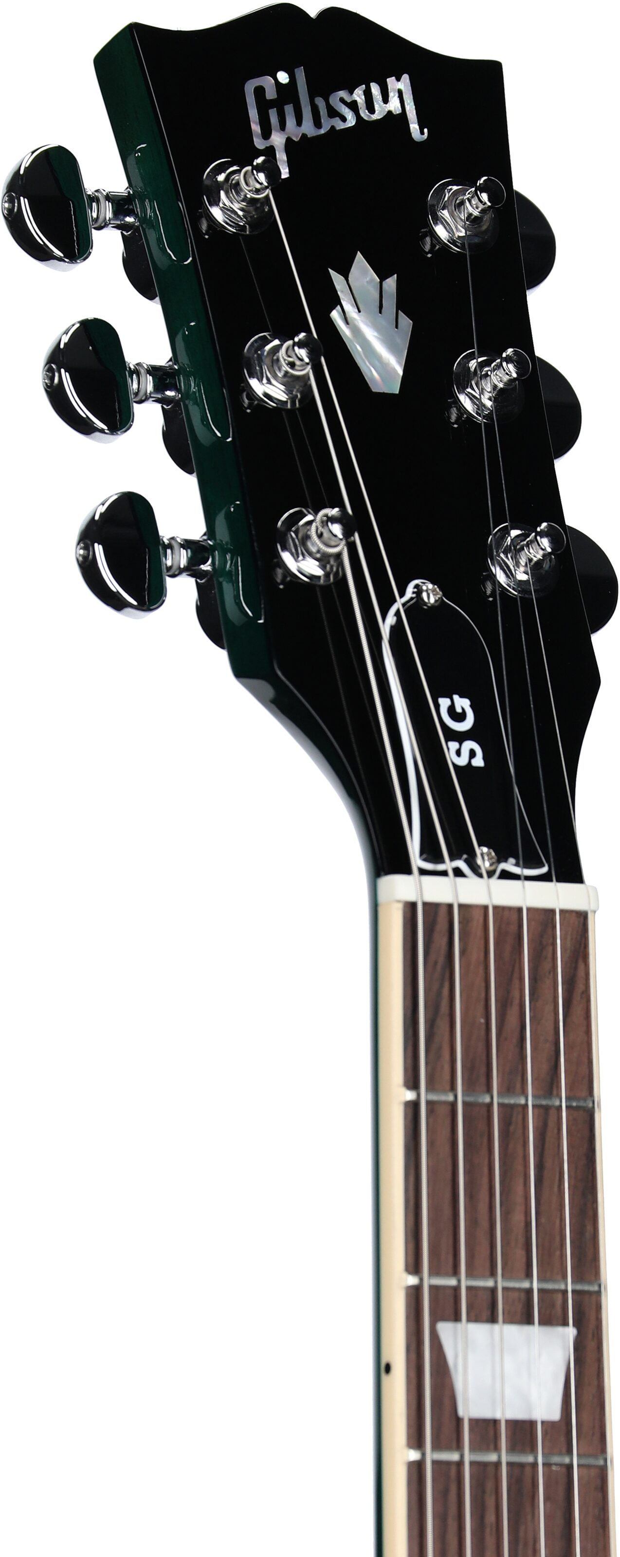 Gibson SG Standard Custom Color Electric Guitar (with Soft Case), Transparent Teal, Headstock Left Front