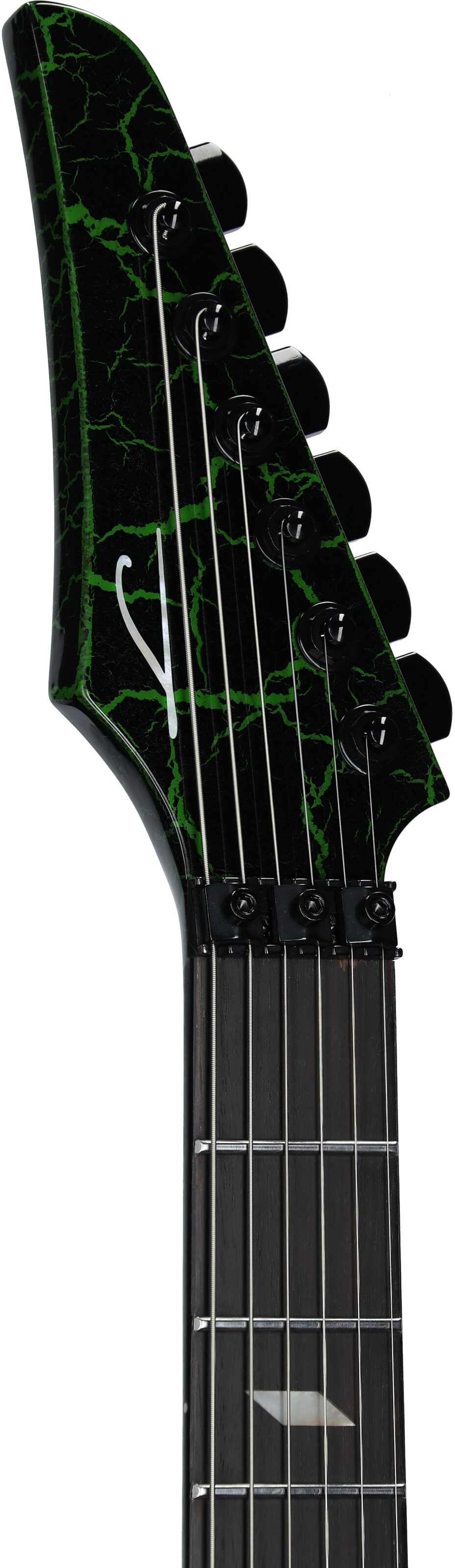 Legator Ninja 6 Floyd Rose Electric Guitar, Green Crackle , Headstock Left Front