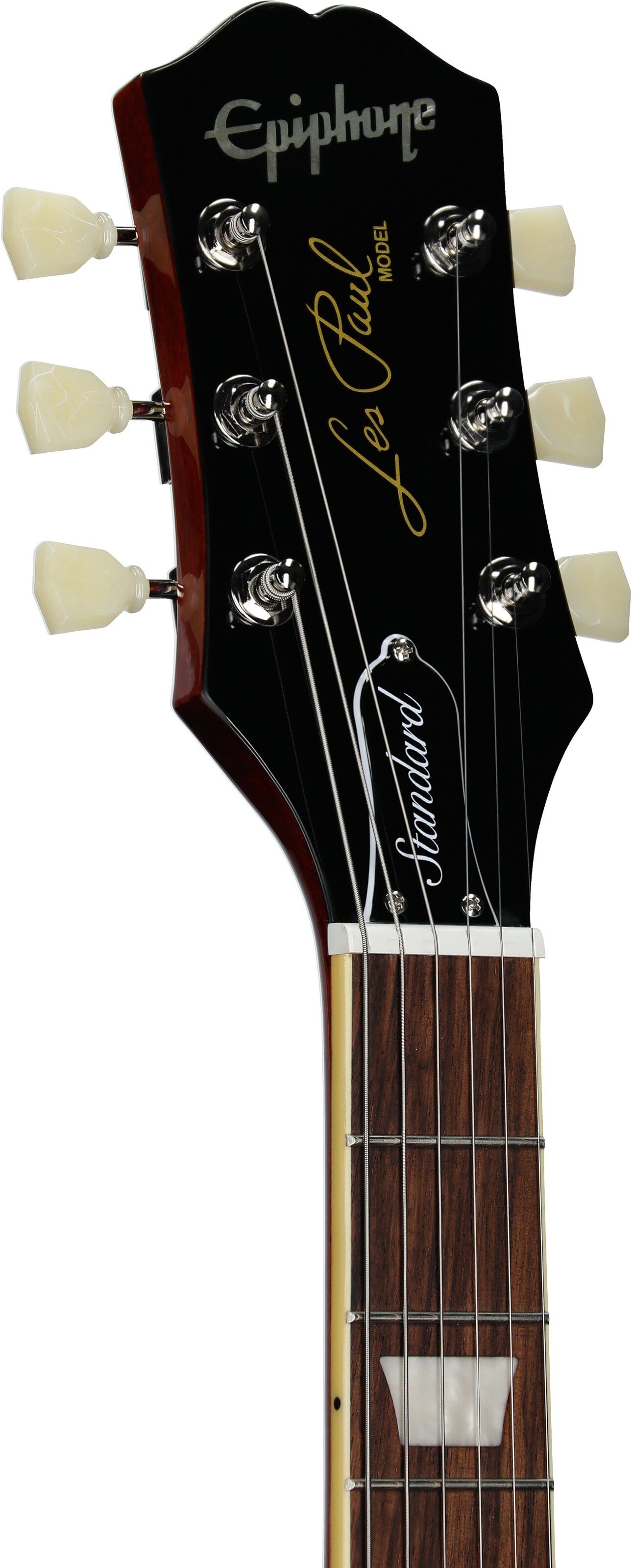 Epiphone Inspired by Gibson Les Paul Standard '50s Electric Guitar (with Gig Bag), Washed Cherry Sunburst, Open Box (Very Good), Headstock Left Front