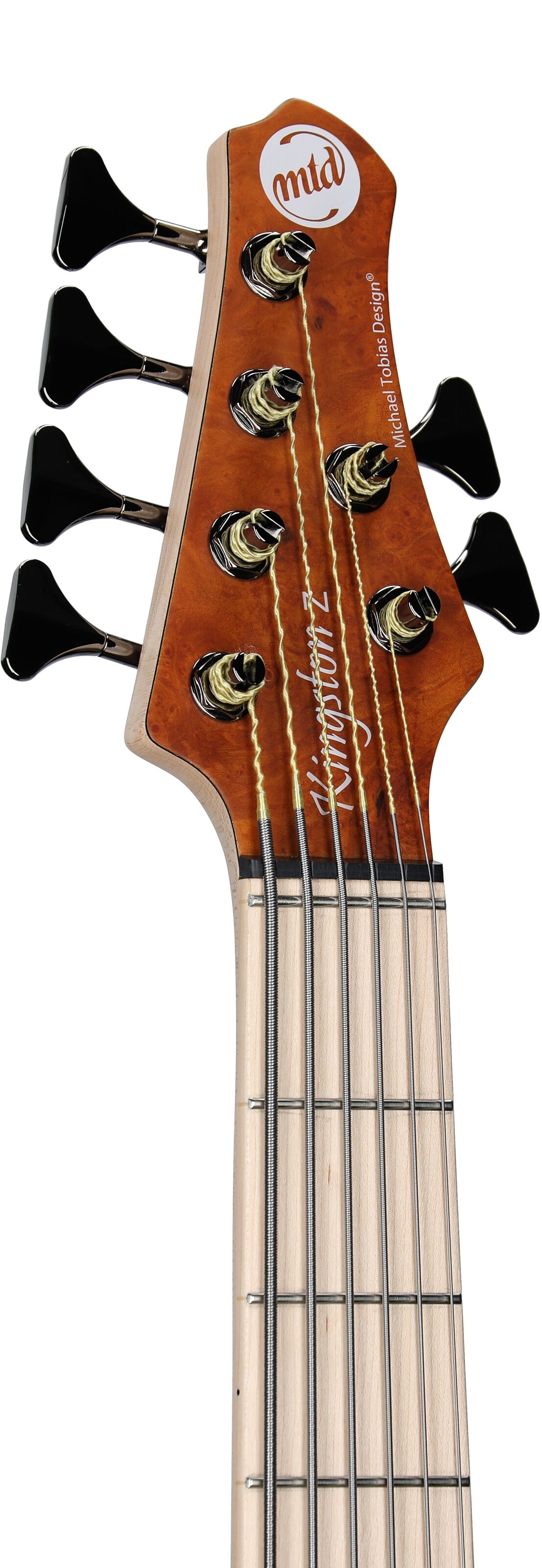 MTD Kingston Z6MP Electric Bass, 6-String (with Maple Fingerboard), Satin Amber, Headstock Left Front
