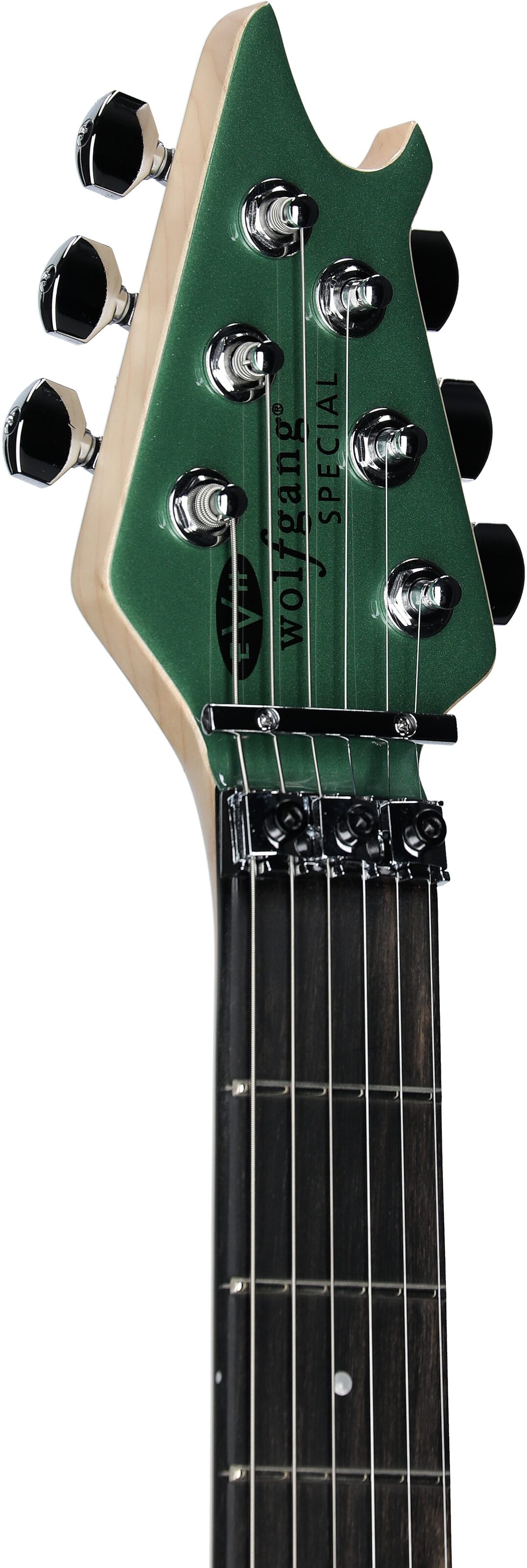 EVH Eddie Van Halen Wolfgang Special Ebony Fingerboard Electric Guitar, Pelham Green, Headstock Left Front