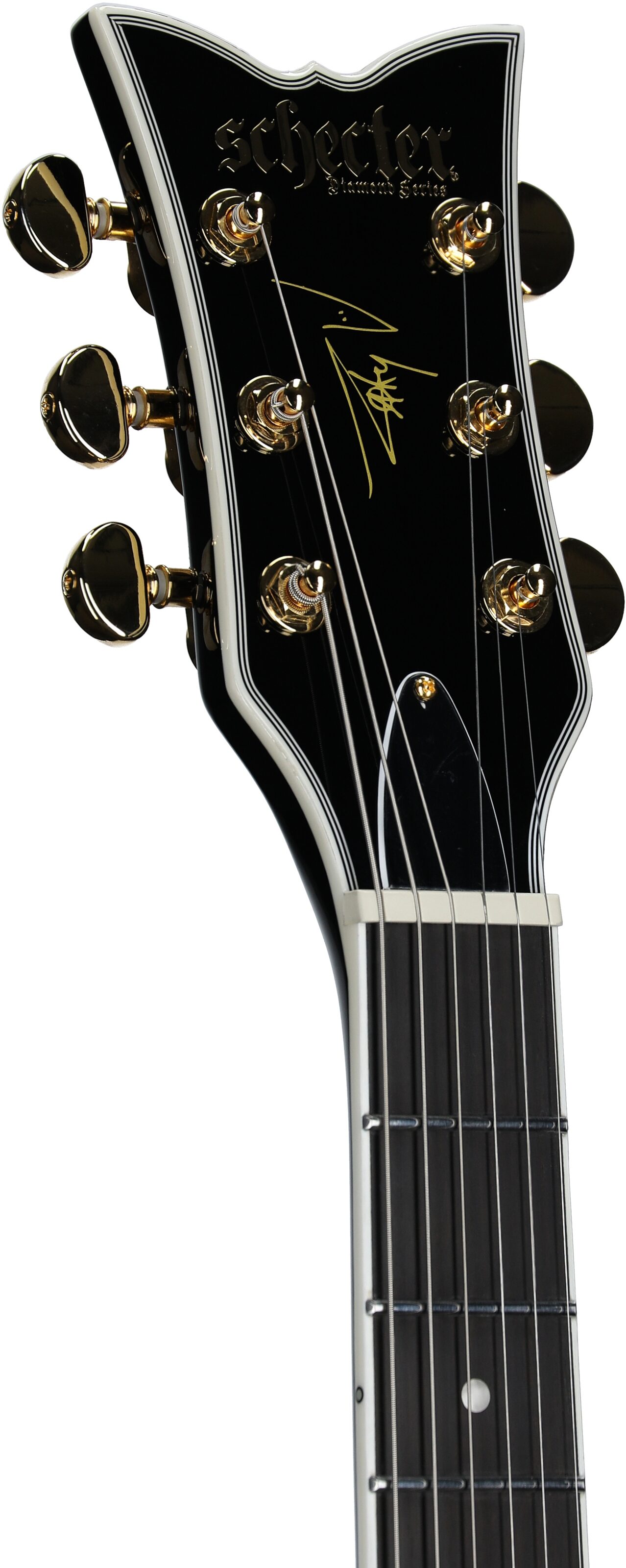 Schecter ZV-H6LLYW66D-S Zacky Vengeance Electric Guitar, Gloss Black, Headstock Left Front