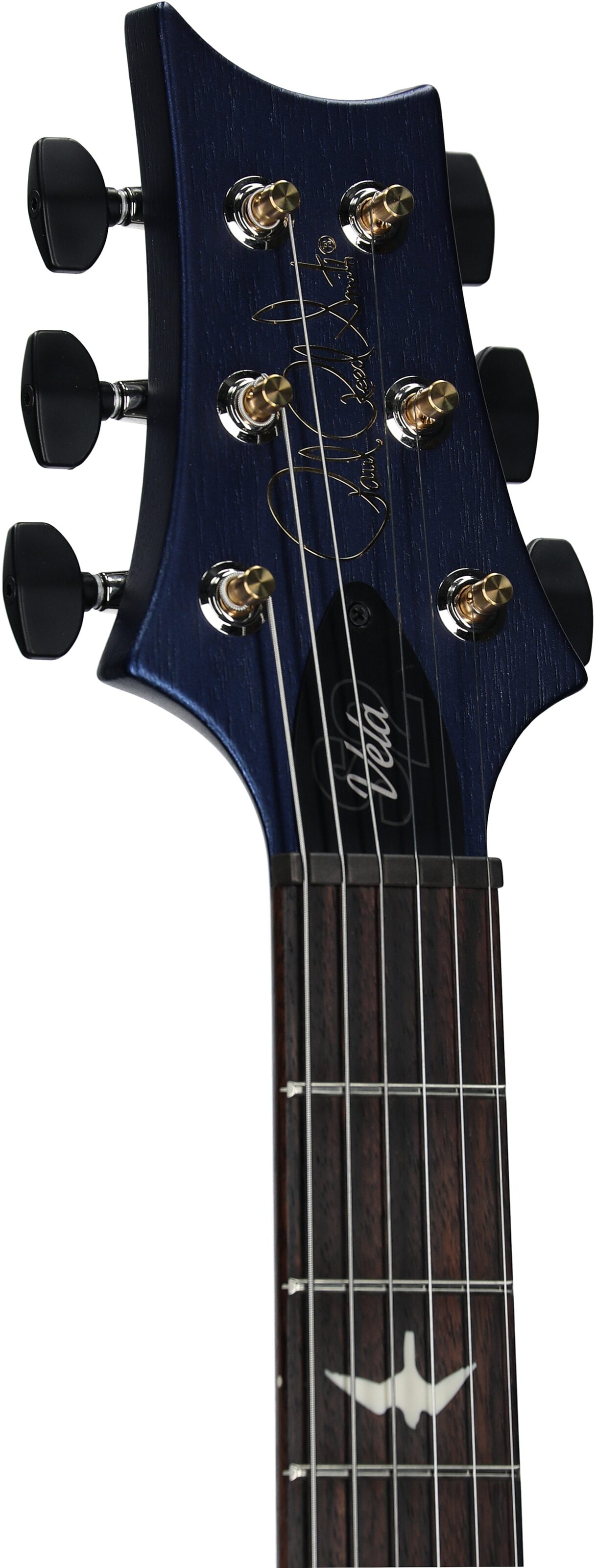PRS Paul Reed Smith S2 Vela Satin Electric Guitar (with Gig Bag), Metallic Midnight, Headstock Left Front