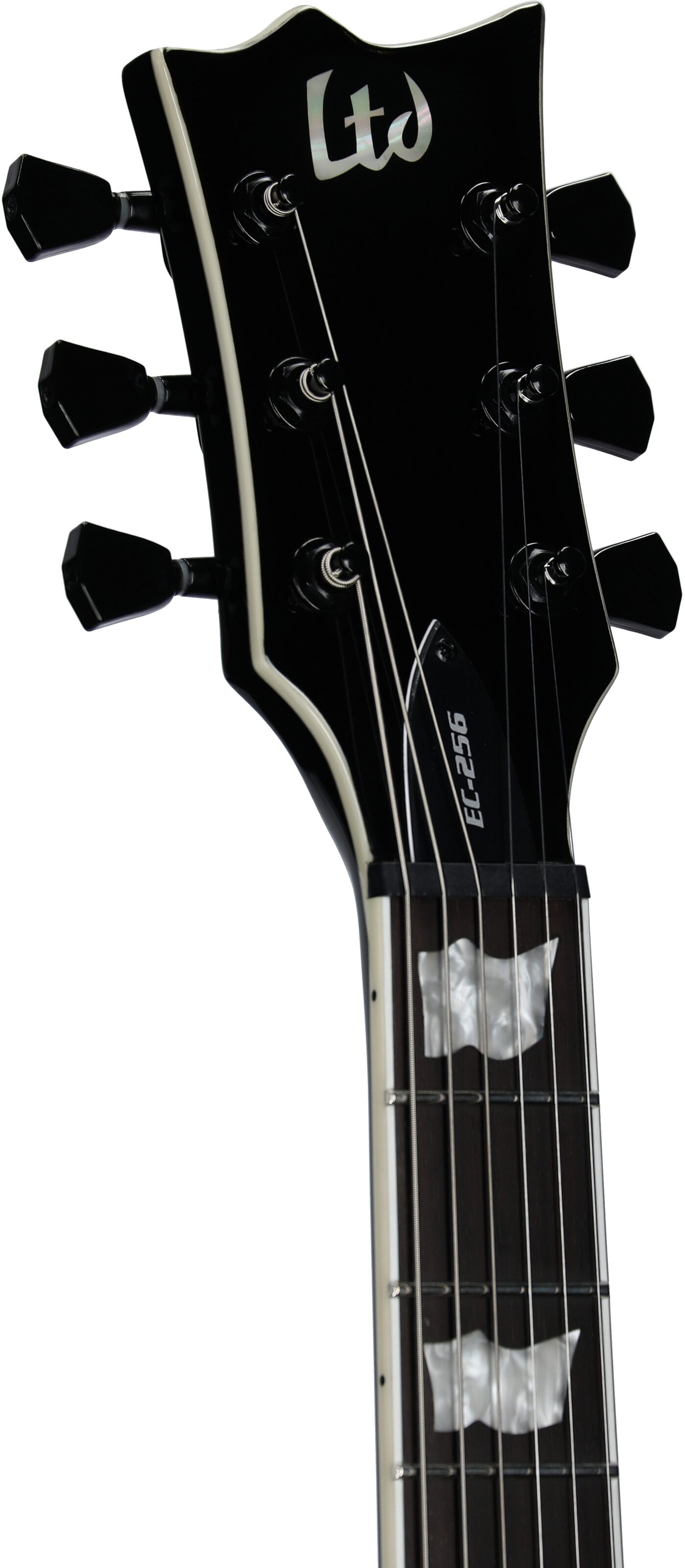 ESP LTD EC-256FM Electric Guitar, Silver Sunburst Teardrop, Headstock Left Front