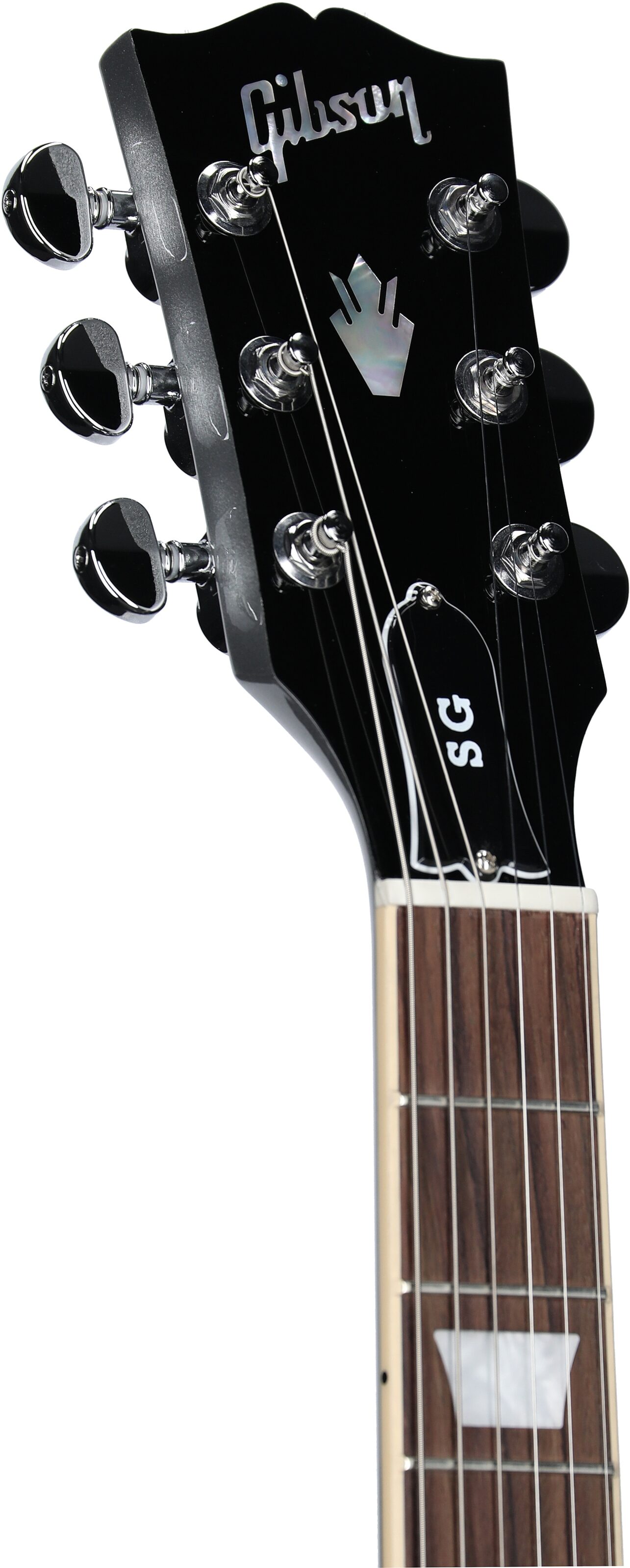Gibson SG Standard Custom Color Electric Guitar (with Soft Case), Silver Mist, Headstock Left Front