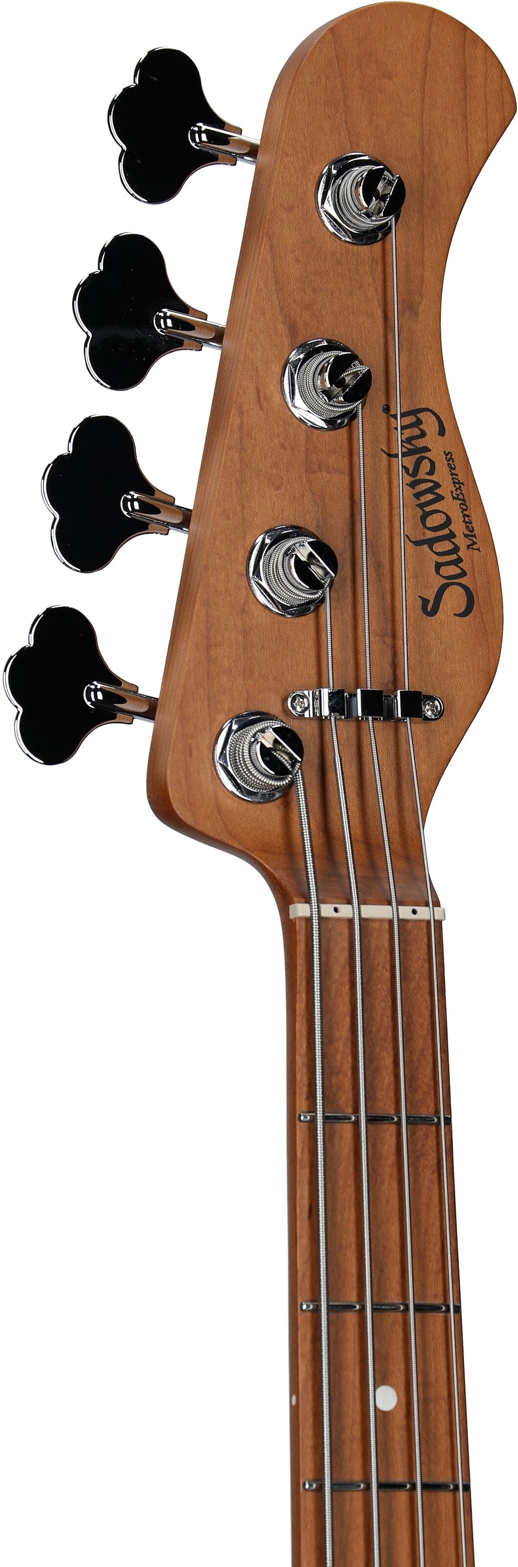 Sadowsky MetroExpress 21-Fret P/J Electric Bass, Maple Fingerboard (with Gig Bag), Black, Headstock Left Front