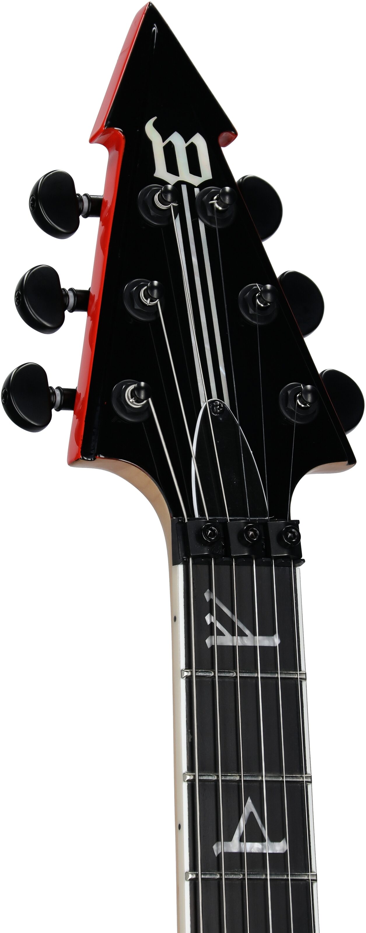 Wylde Audio Warhammer FR Electric Guitar, Norse Dragon Pinstripe Red, Open Box (Good), Headstock Left Front