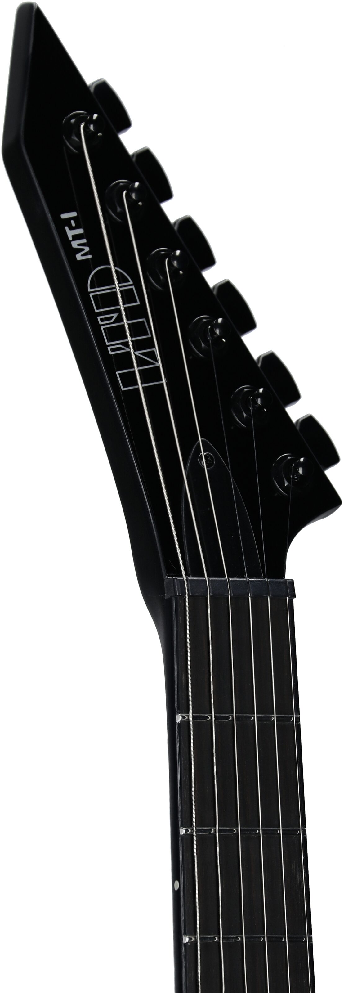 ESP LTD Mick Thomson MT-1 Electric Guitar (with Case), Obsidian Metallic, Headstock Left Front