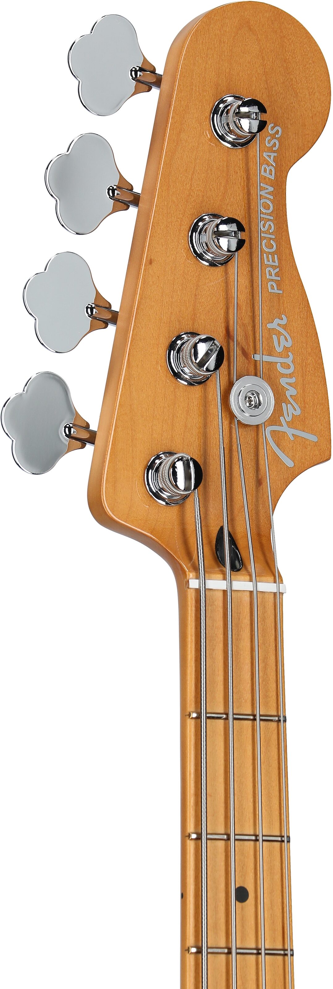 Fender Player Plus Precision Electric Bass, Maple Fingerboard (with Gig Bag), Fiesta Red, Headstock Left Front