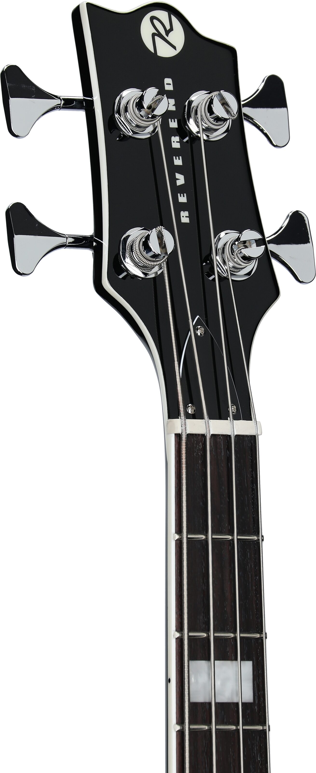 Reverend Dub King Electric Bass, Midnight Black, Headstock Left Front