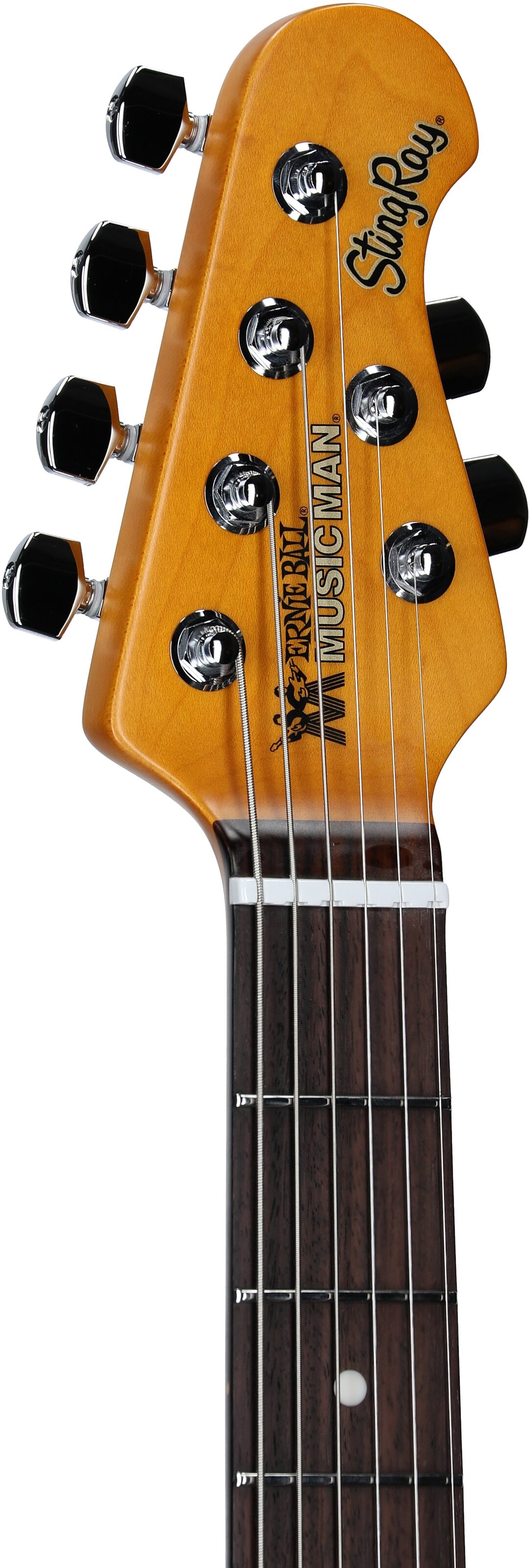 Ernie Ball Music Man Dustin Kensrue StingRay Electric Guitar, TV Blonde, Headstock Left Front