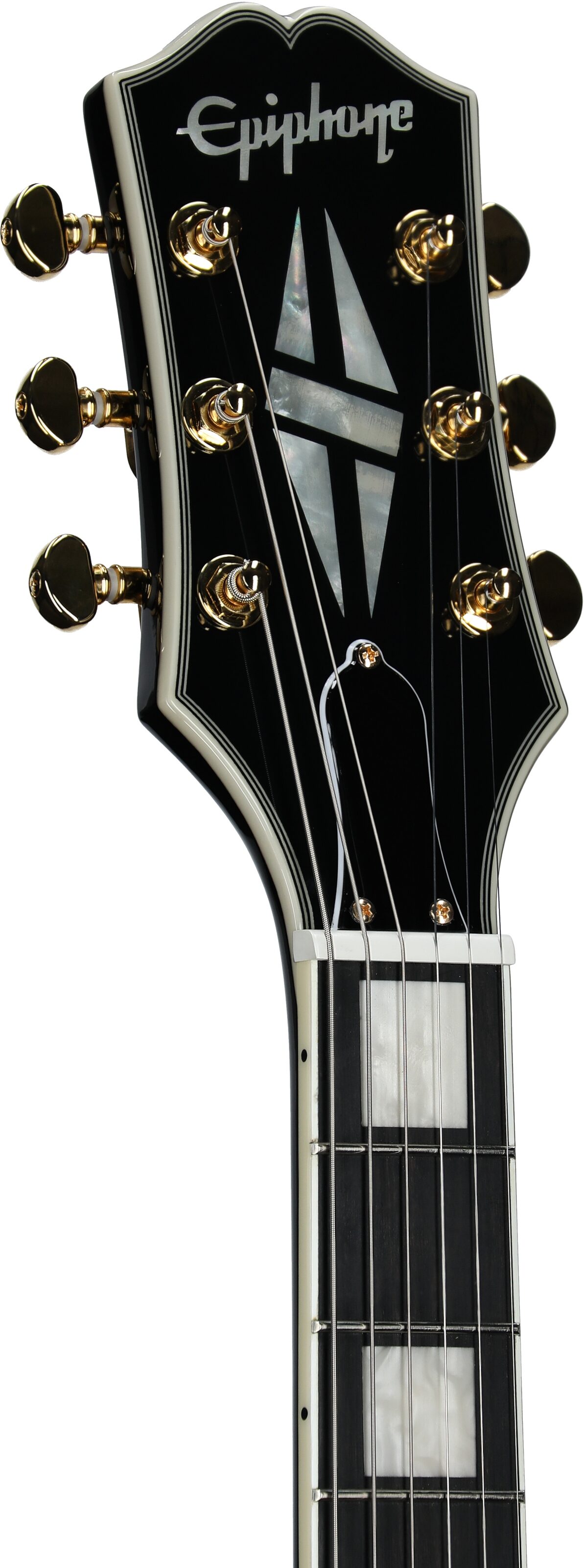Epiphone Inspired by Gibson SG Custom Electric Guitar (with Gig Bag), Ebony, Headstock Left Front