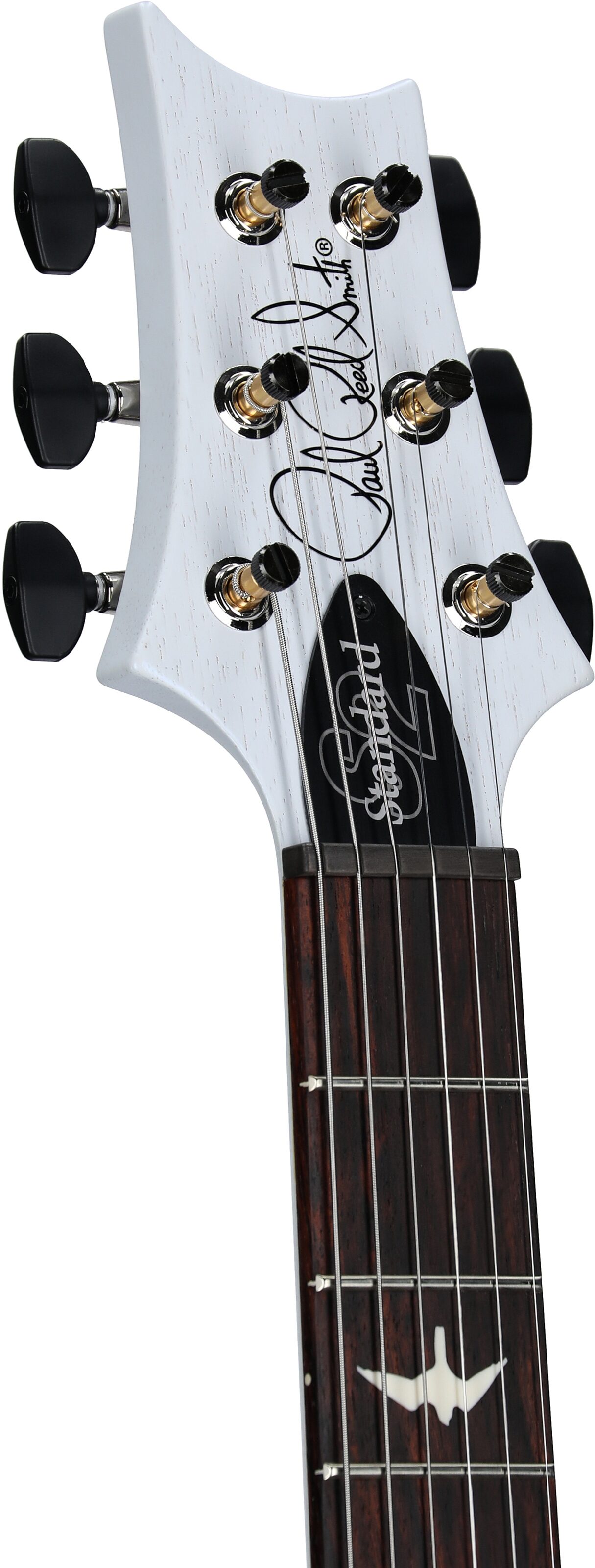 PRS Paul Reed Smith S2 Standard 24 Satin Pattern Thin Electric Guitar (with Gig Bag), Pearl White, Headstock Left Front