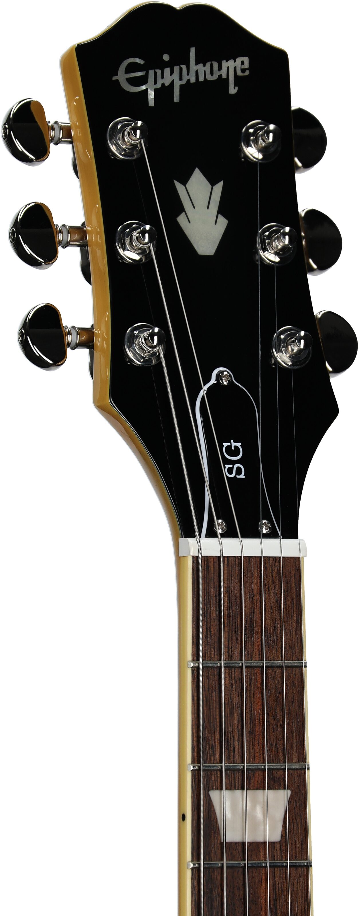 Epiphone Inspired by Gibson SG Standard Electric Guitar (with Gig Bag), TV Yellow, Headstock Left Front
