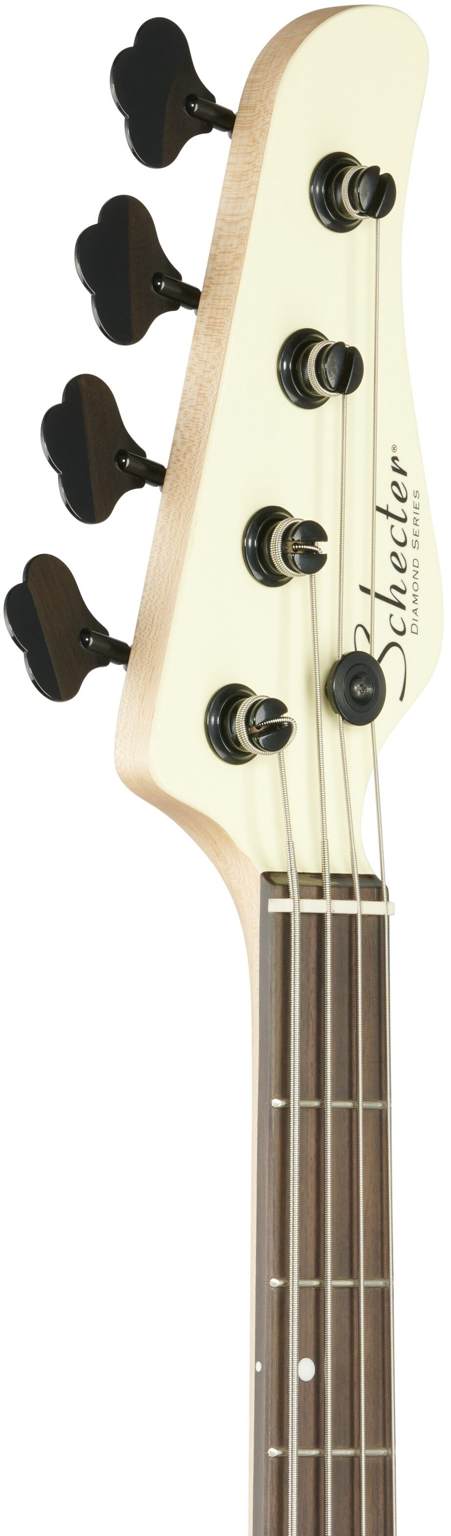 Schecter P-4 Bass Guitar, 4-String, Ivory, Headstock Left Front