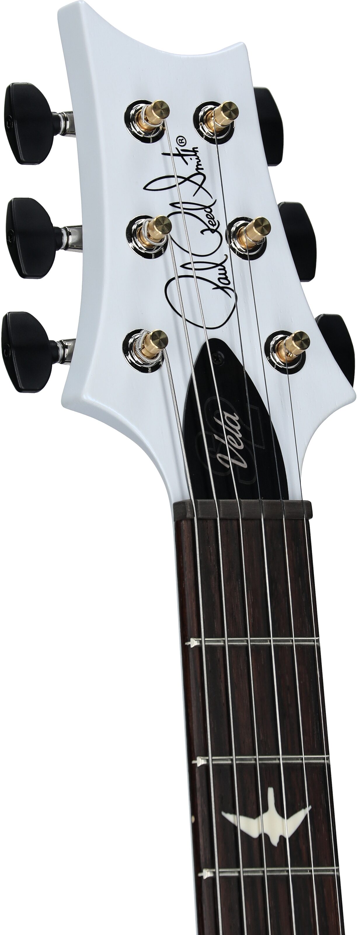 PRS Paul Reed Smith S2 Vela Satin Electric Guitar (with Gig Bag), Satin Pearl White, Headstock Left Front