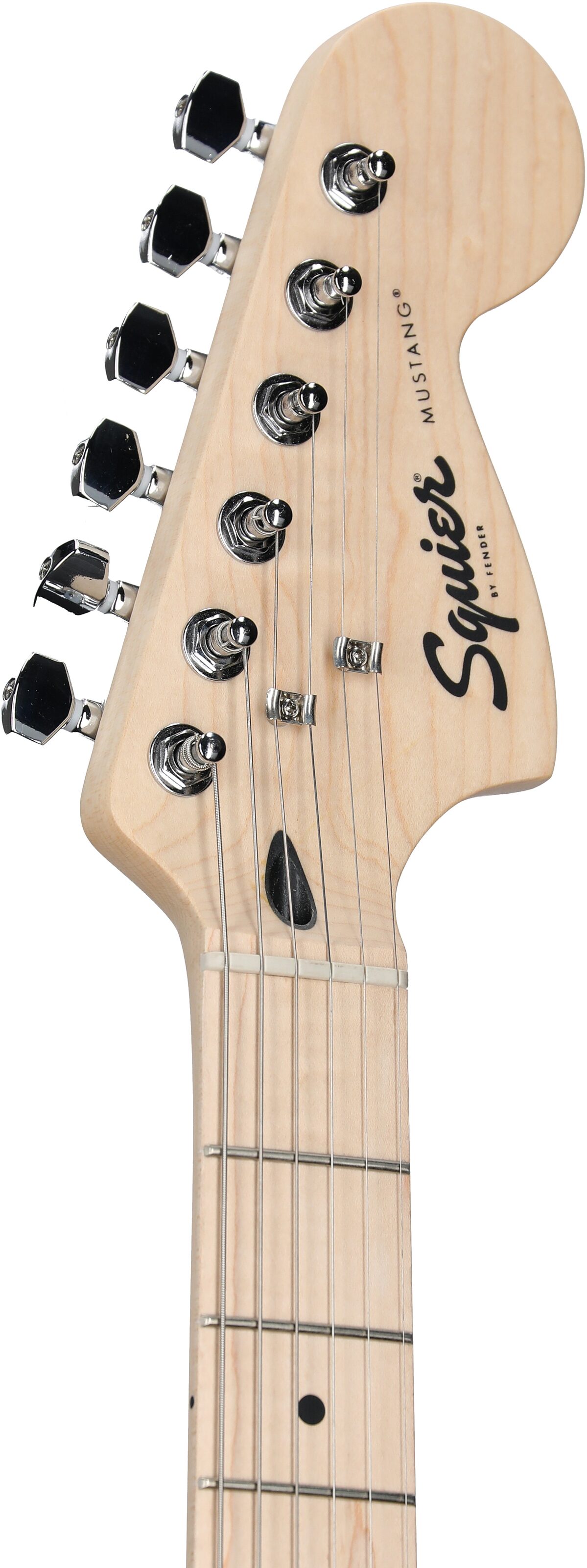 Squier Sonic Mustang Maple Neck Electric Guitar, Two Color Sunburst, Headstock Left Front