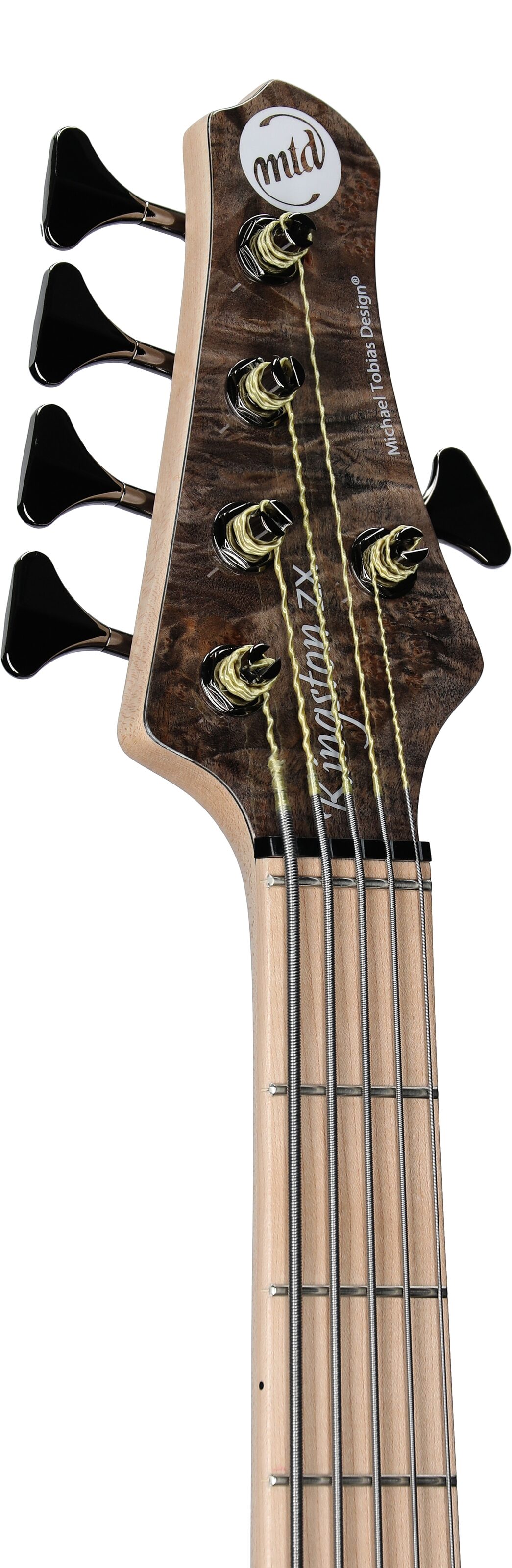 MTD Kingston ZX5 Electric Bass, 5-String, Transparent Mocha, Headstock Left Front