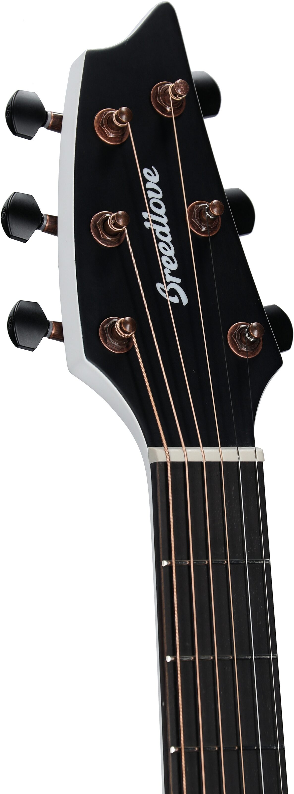 Breedlove Limited Edition Discovery Concert CE Acoustic-Electric Guitar, Satin White, Headstock Left Front