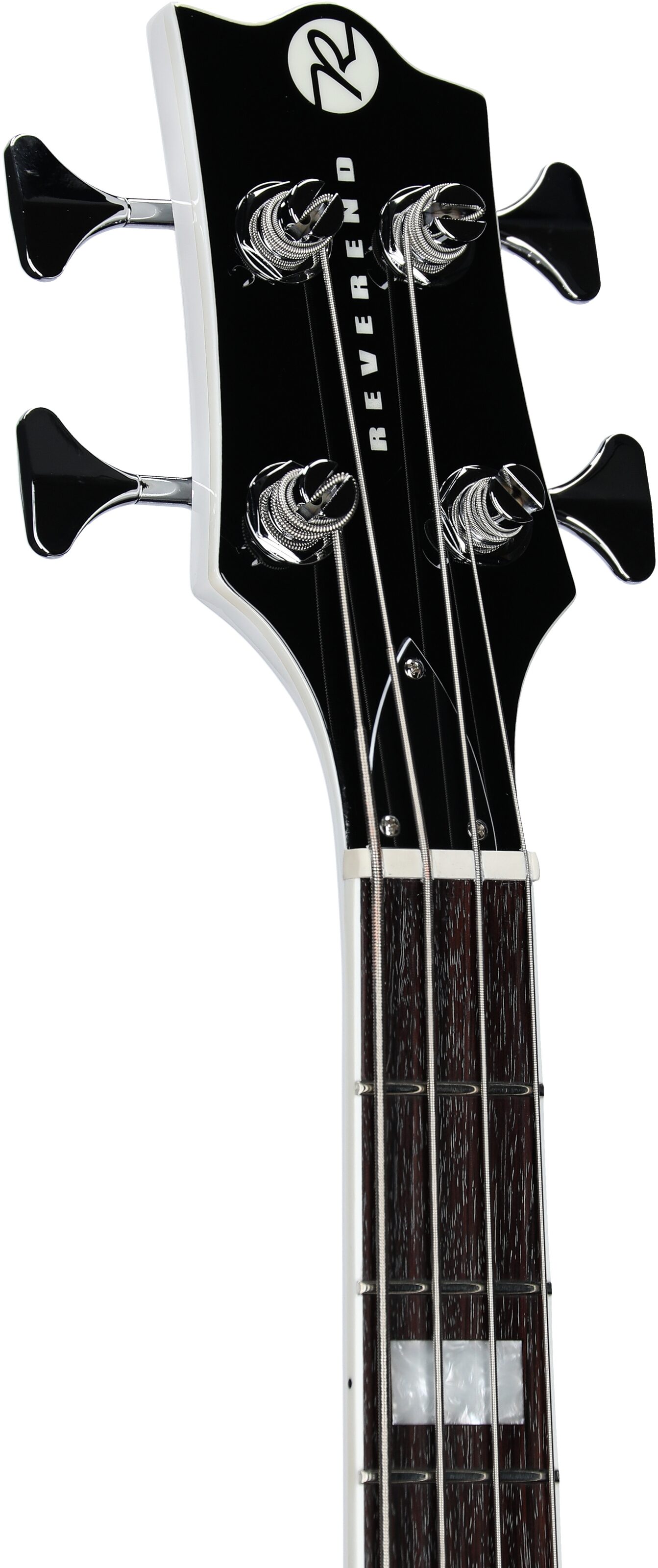 Reverend Dub King Electric Bass, Transparent White, Headstock Left Front