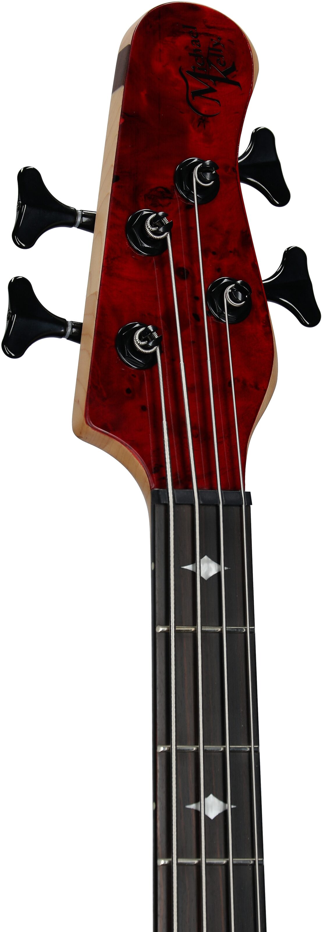Michael Kelly Pinnacle 4 Electric Bass, Cherry Burl, Headstock Left Front