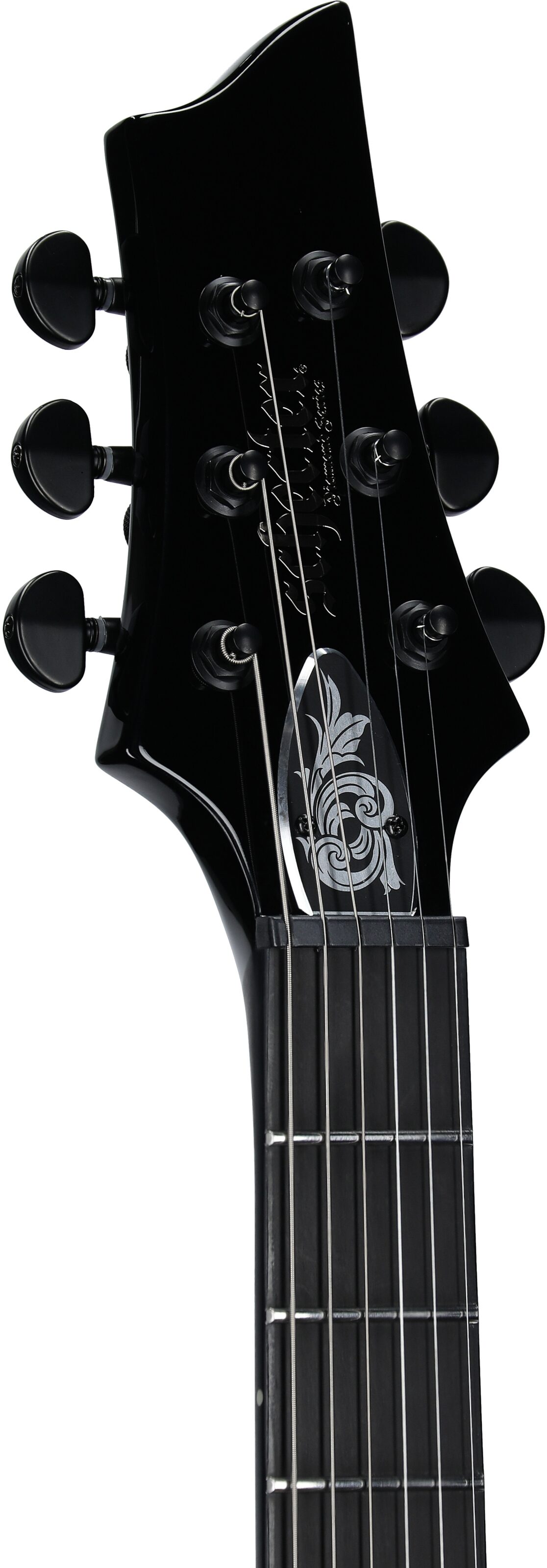 Schecter V-1 Przym Palladium Electric Guitar, Gloss Black, Headstock Left Front