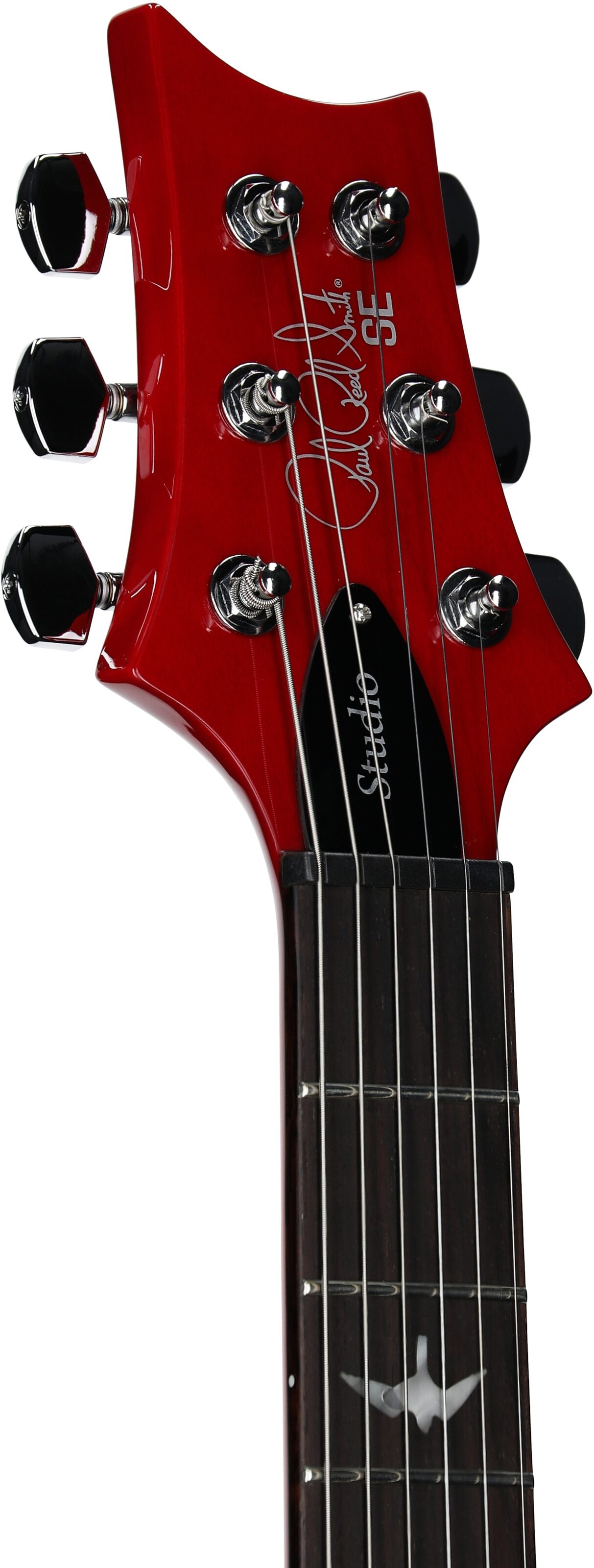 PRS Paul Reed Smith SE Studio Electric Guitar (with Gig Bag), Charcoal Cherry Burst, Headstock Left Front