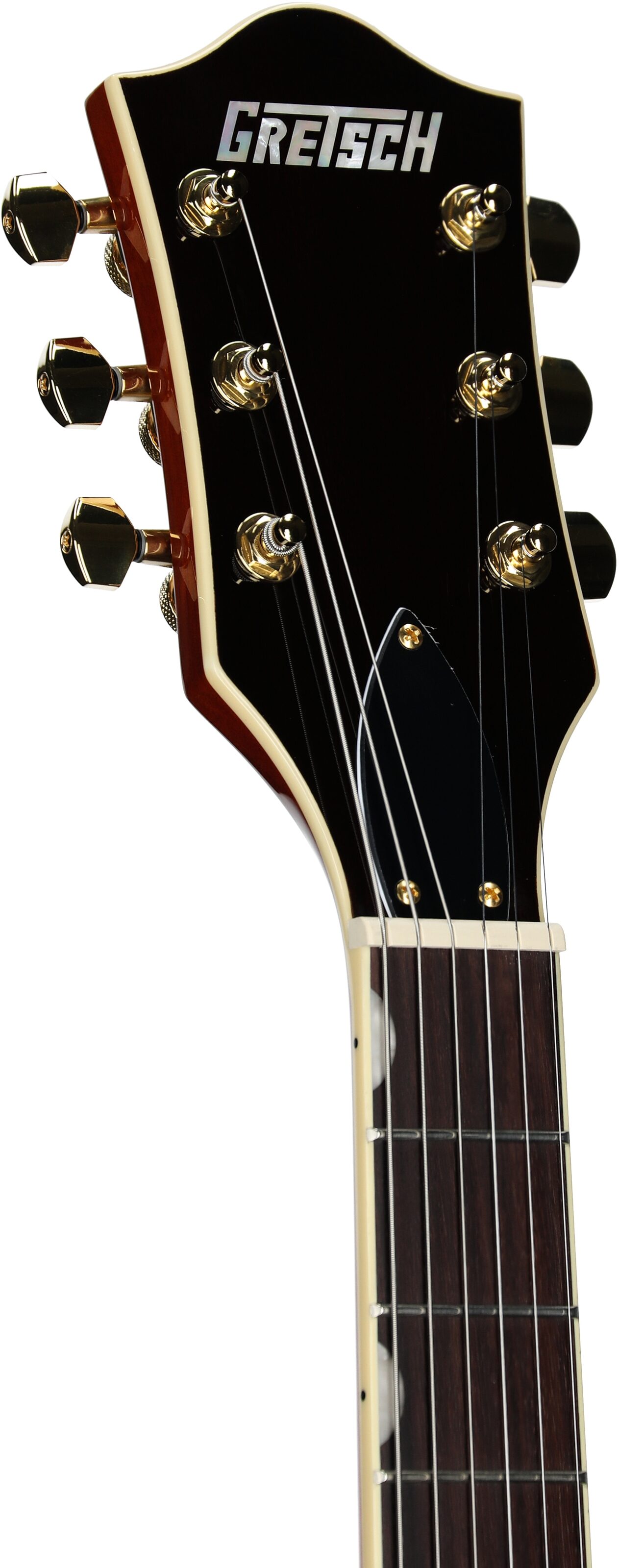 Gretsch Limited Edition Electromatic Broadkaster Center Block Jr. Electric Guitar, Flame Okoume, Headstock Left Front