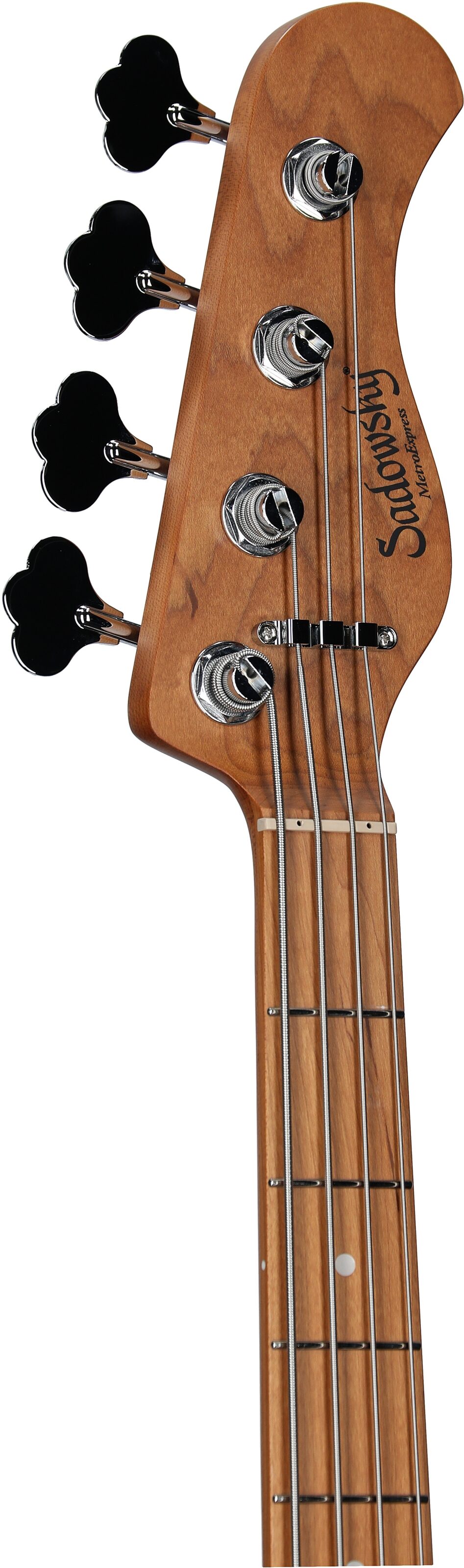 Sadowsky MetroExpress 21-Fret P/J Electric Bass, Maple Fingerboard (with Gig Bag), White, Headstock Left Front