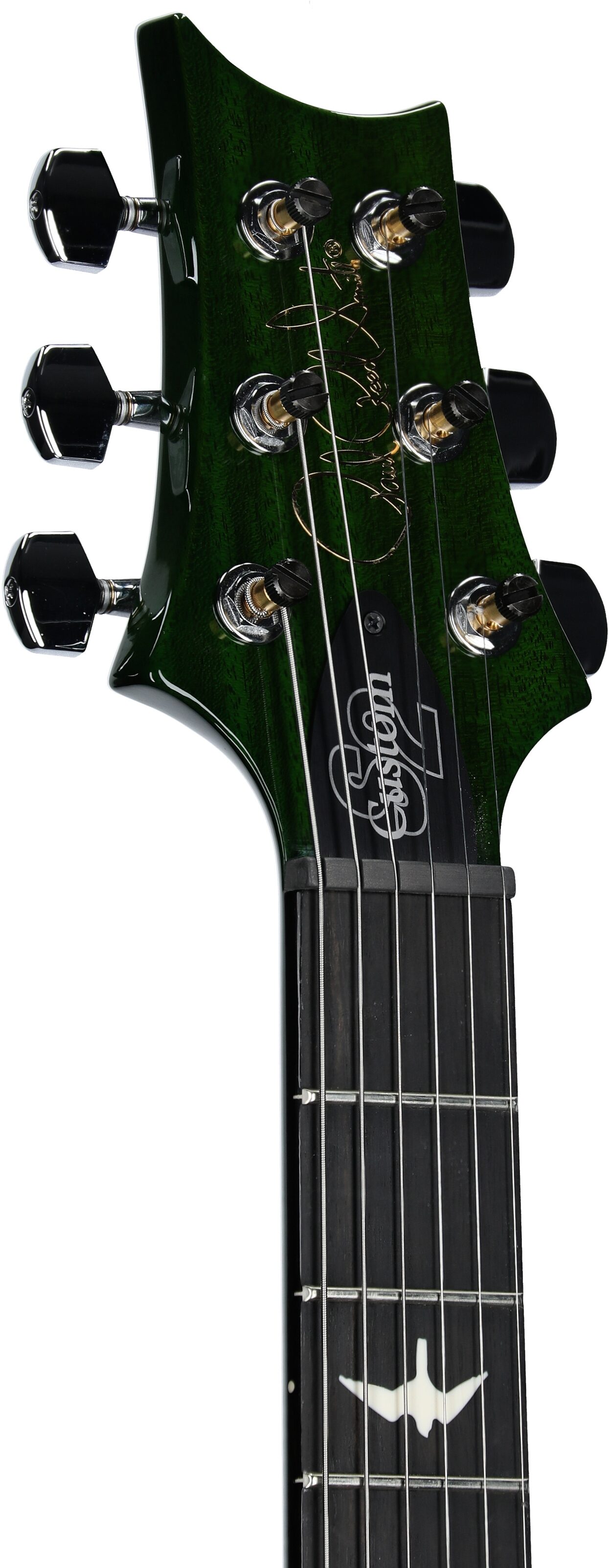 PRS Paul Reed Smith S2 Custom 24 Quilt Electric Guitar (with Gig Bag), Eriza Verde, Headstock Left Front