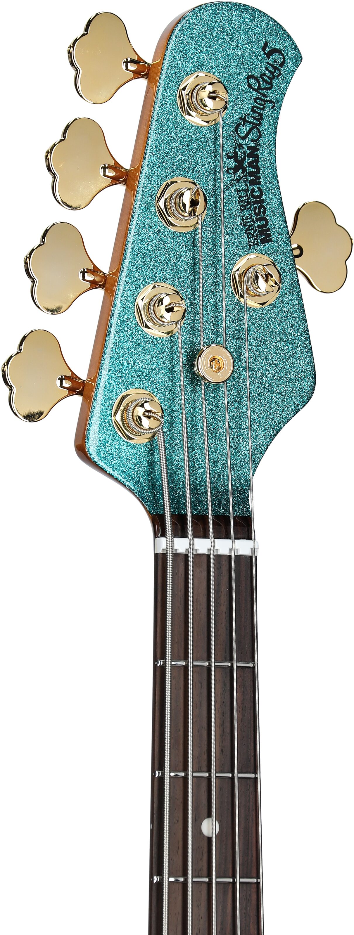 Ernie Ball Music Man StingRay 5 Special Electric Bass, 5-String (with Case), Ocean Sparkle, Headstock Left Front