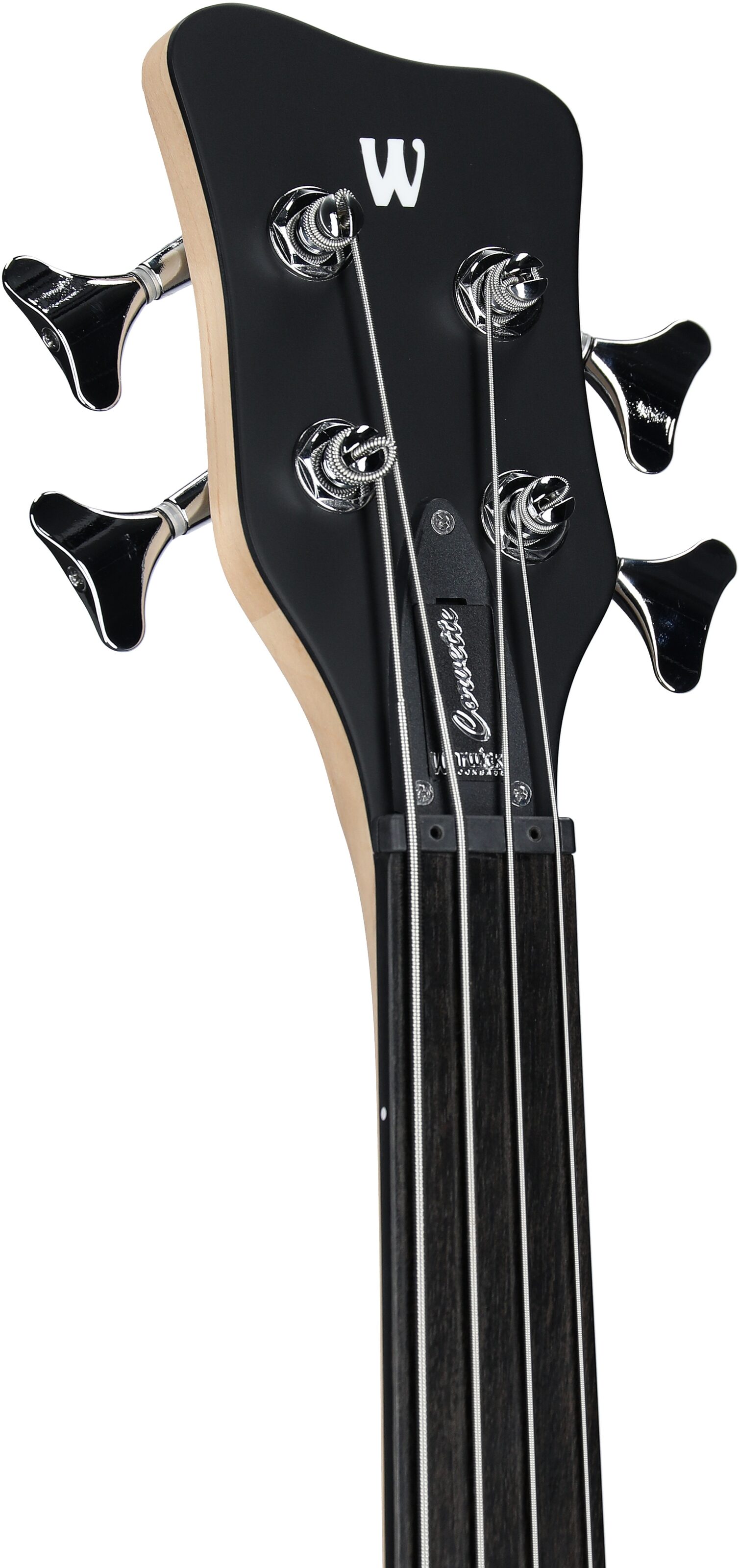 Warwick RockBass Corvette Basic 4 Fretless Electric Bass, Black, Headstock Left Front