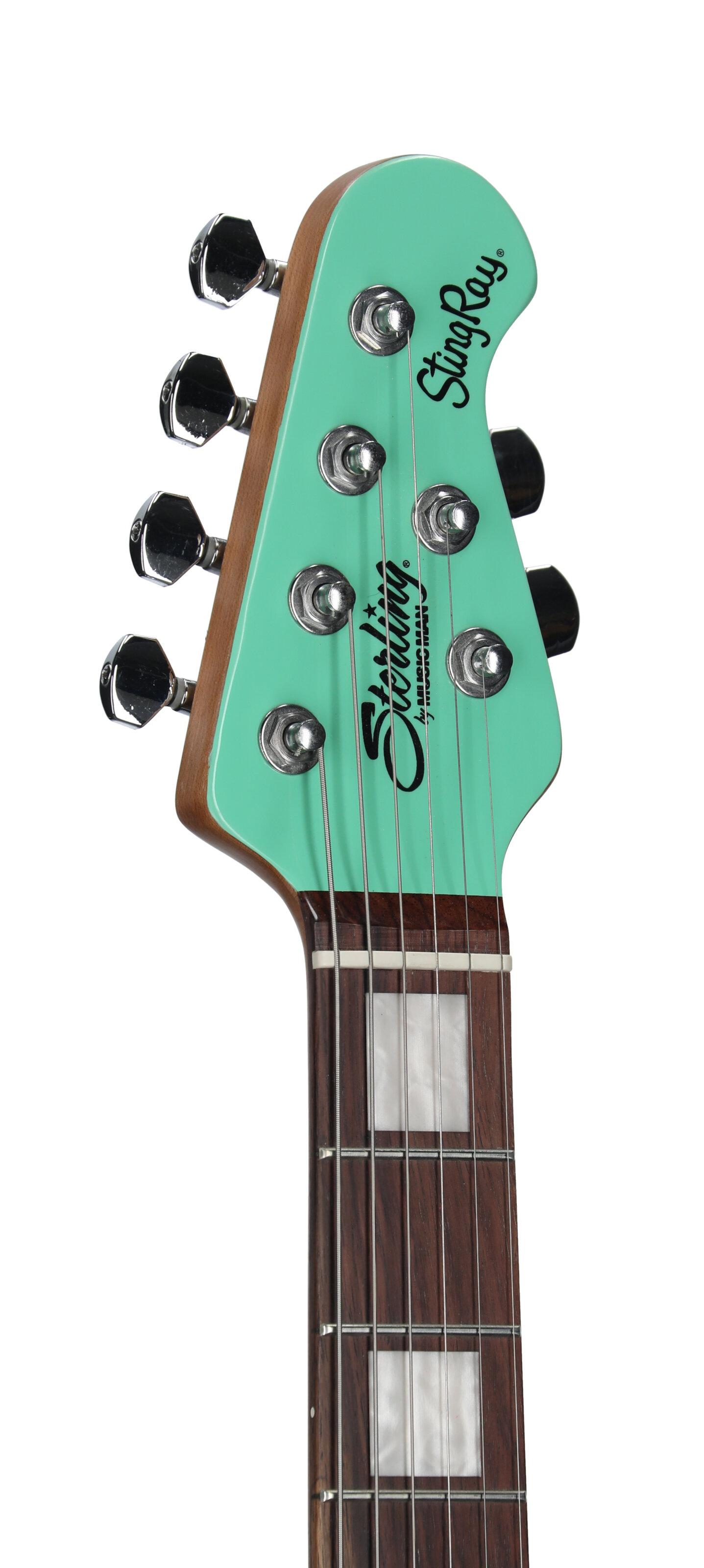 Sterling by Music Man SR50X StingRay Plus Electric Guitar, with Rosewood Fingerboard, Seafoam Green, Headstock Left Front