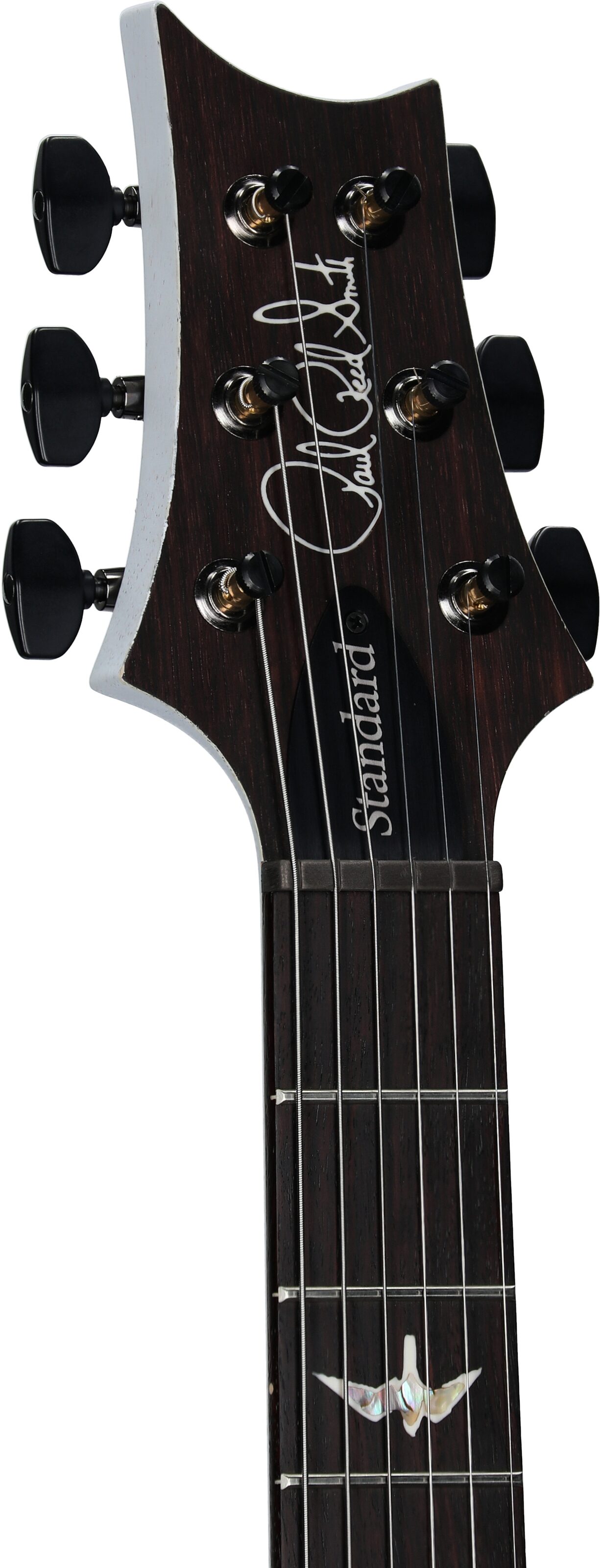 PRS Paul Reed Smith Satin Standard 24 Electric Guitar (with Case), Pearl White, Headstock Left Front