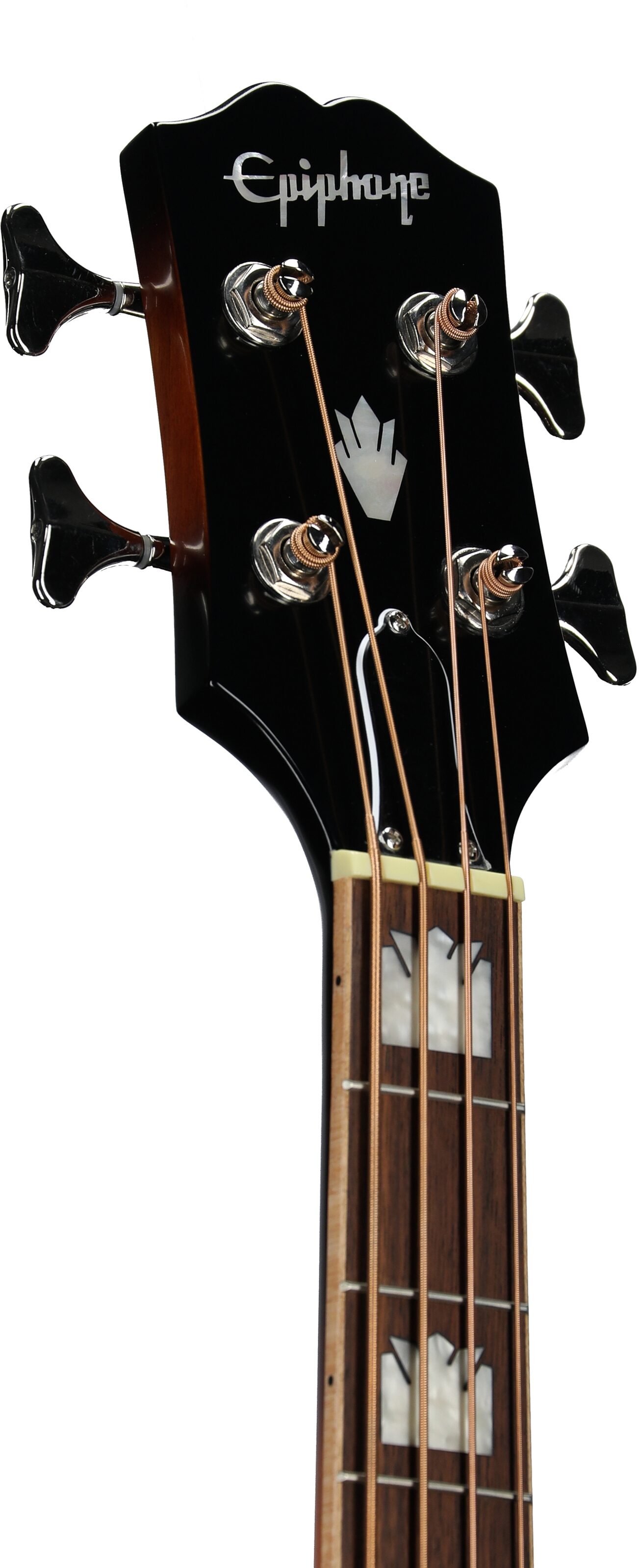 Epiphone El Capitan J-200 Studio Acoustic Electric Bass Guitar, Aged Vintage Sunburst, Headstock Left Front