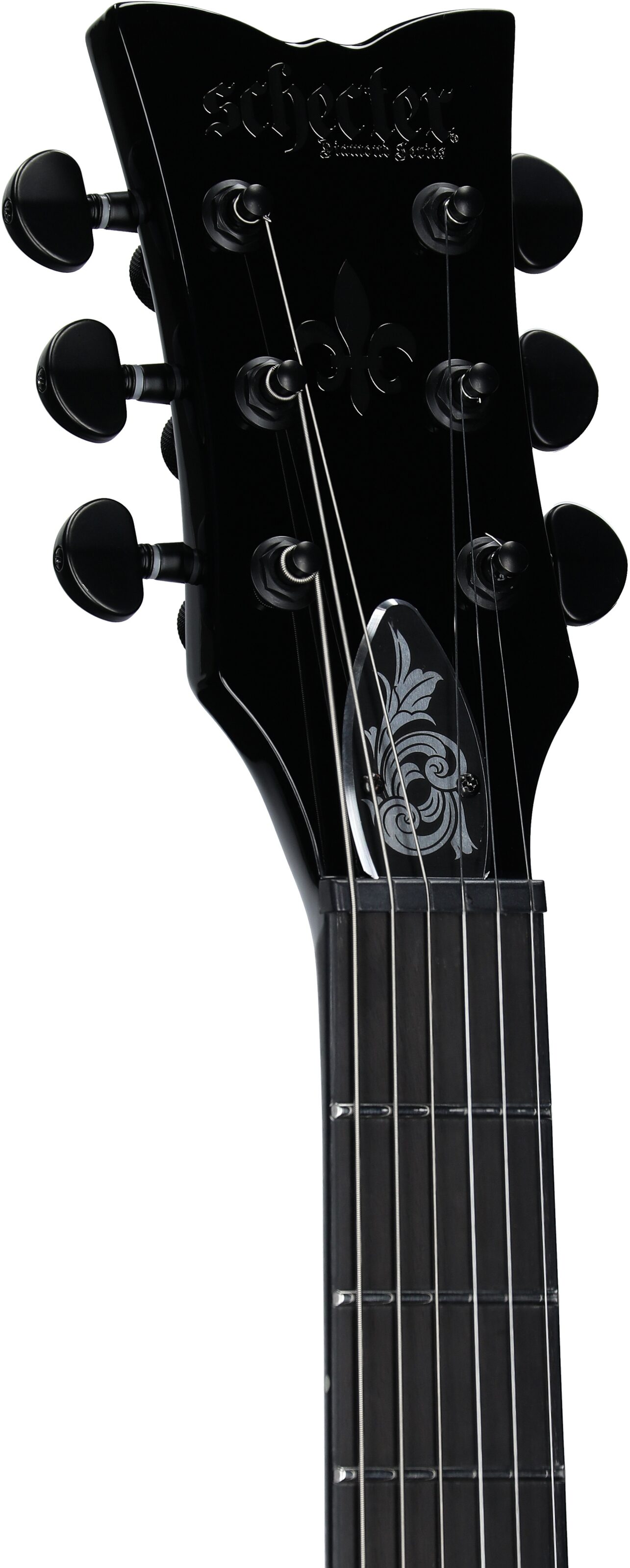 Schecter Solo II Przym Palladium Electric Guitar, Gloss Black, Headstock Left Front