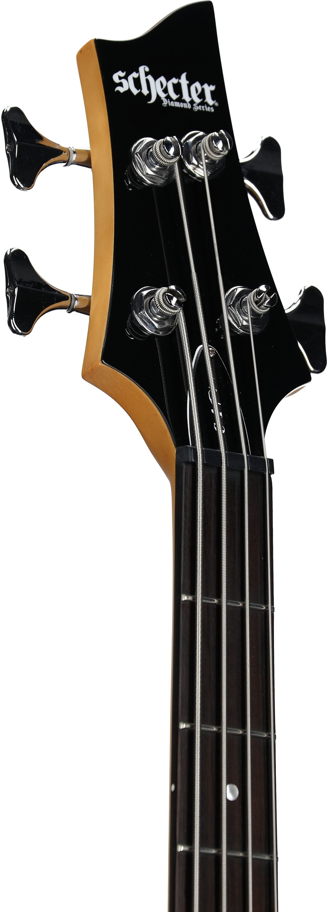 Schecter C-4 Plus Bass Guitar, See Through Cherry Burst, Headstock Left Front
