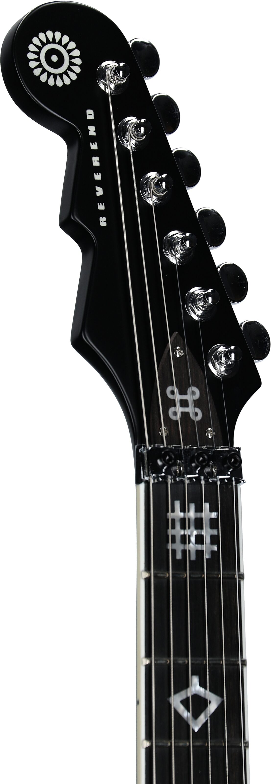Reverend Vernon Reid Signature Totem Electric Guitar, Mystery Tramp, Headstock Left Front