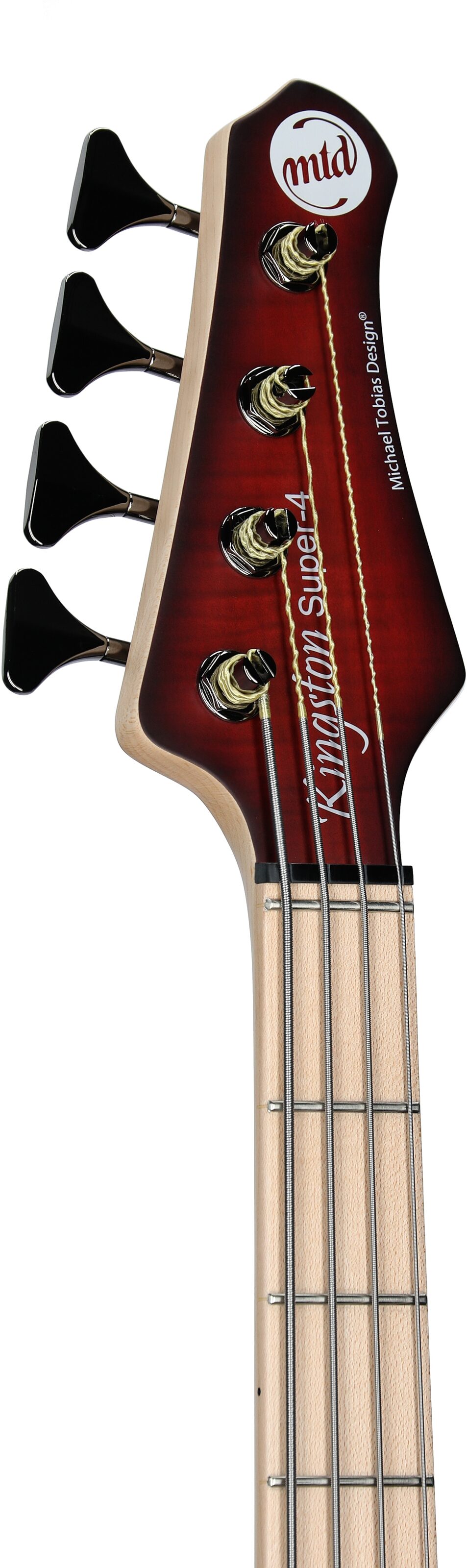 MTD Kingston Super 4-String Electric Bass, Dr. Browns Burst, Headstock Left Front