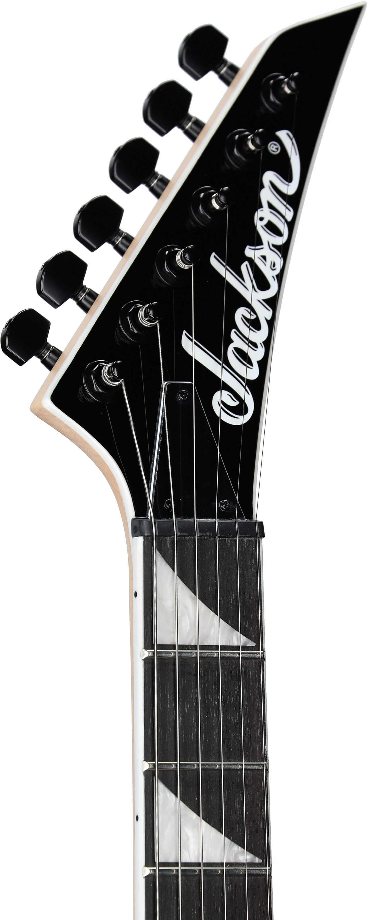 Jackson JS Series Dinky JS20 DKQ 2PT Electric Guitar, Transparent Blue, Headstock Left Front