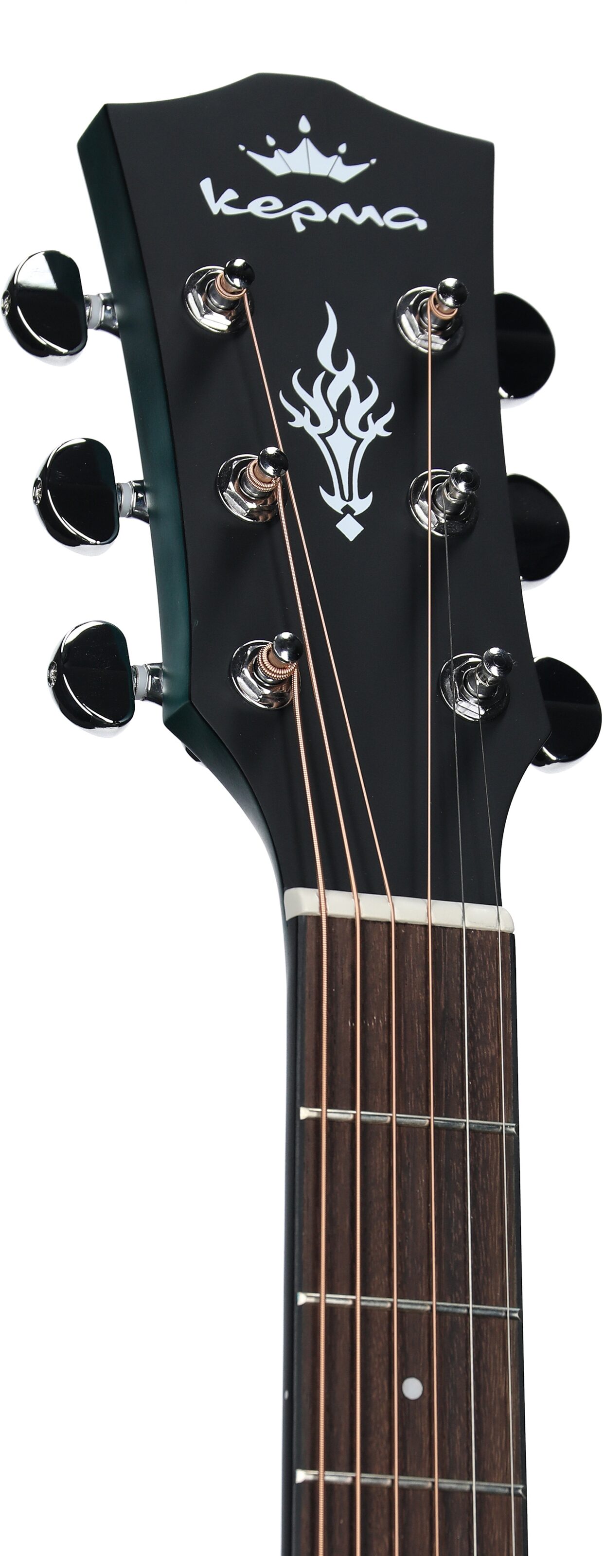Kepma K3 Series GA3-130 Acoustic-Electric Guitar, Trans Blue Matte, with AcoustiFex K-10 Pickup, Headstock Left Front