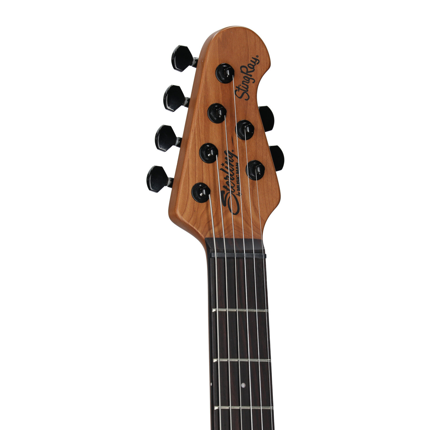 Sterling by Music Man Ryan Fluff Bruce StingRay Electric Guitar, Rula Thumb Red, Headstock Left Front