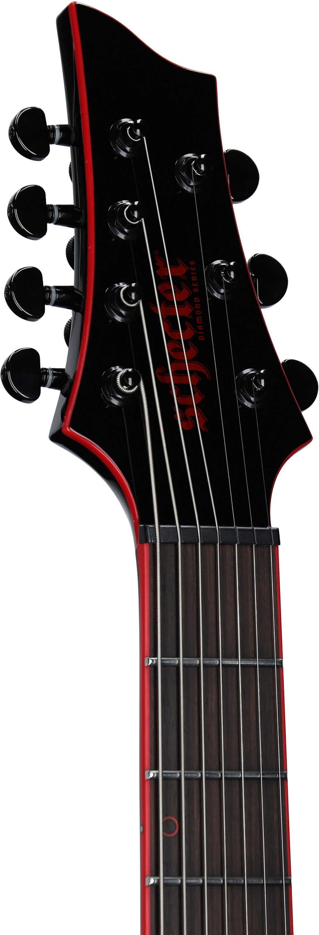Schecter Sunset 7 ET Red Dawn Baritone Electric Guitar, 7-String, Gloss Black, Headstock Left Front