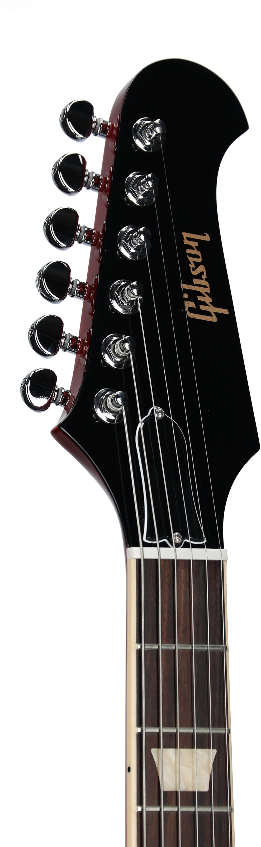 Gibson Firebird Platypus Electric Guitar (with Case), Vintage Cherry, Headstock Left Front