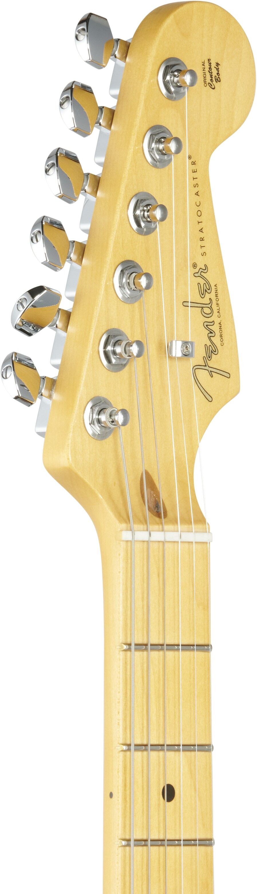 Fender American Pro II HSS Stratocaster Electric Guitar, Maple Fingerboard (with Case), Mystic Surf Green, Headstock Left Front