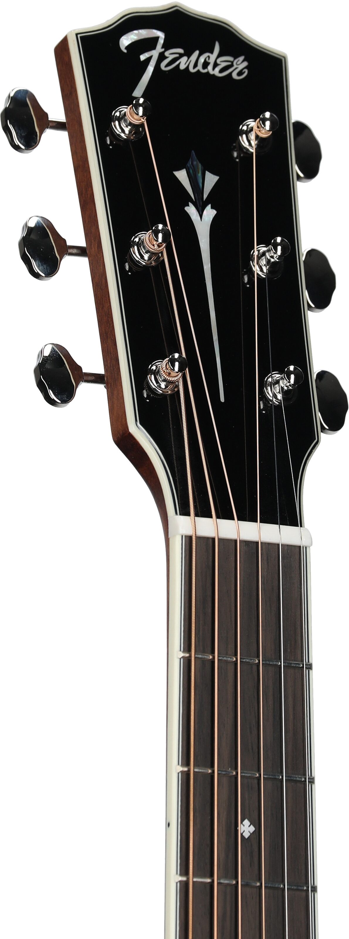 Fender Paramount Series PS-220E Parlor Acoustic Electric Guitar (with Case), 3-Tone Sunburst, Headstock Left Front