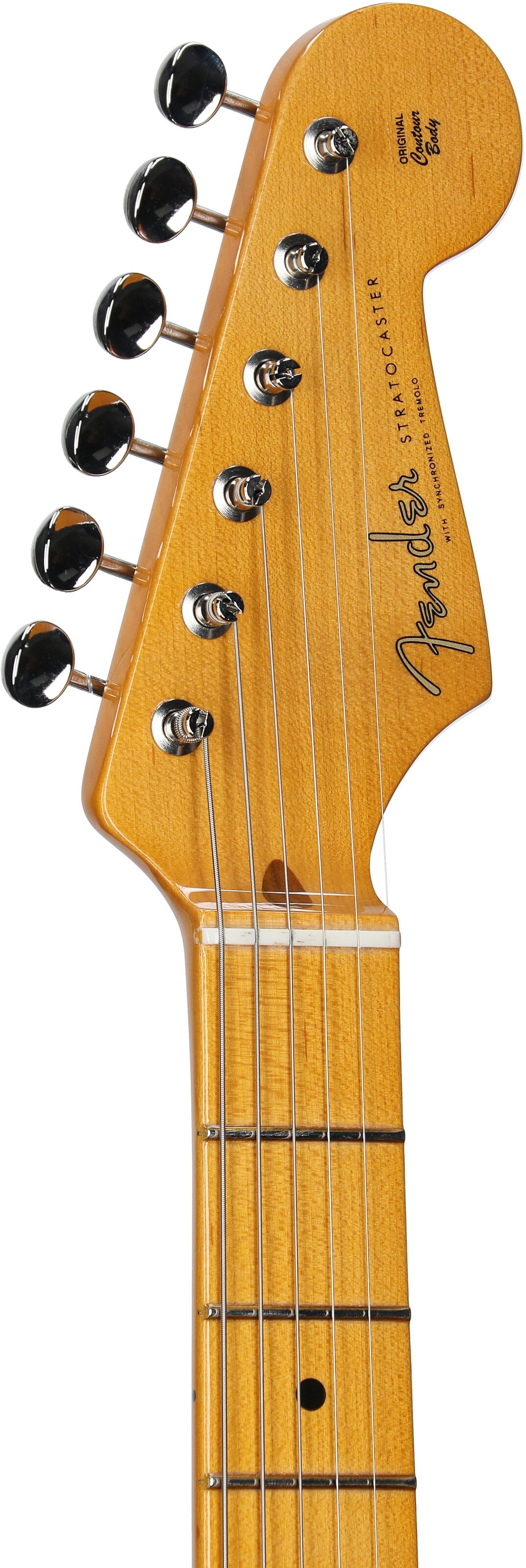 Fender Eric Johnson Stratocaster Electric Guitar (Maple with Case), White Blonde, Headstock Left Front