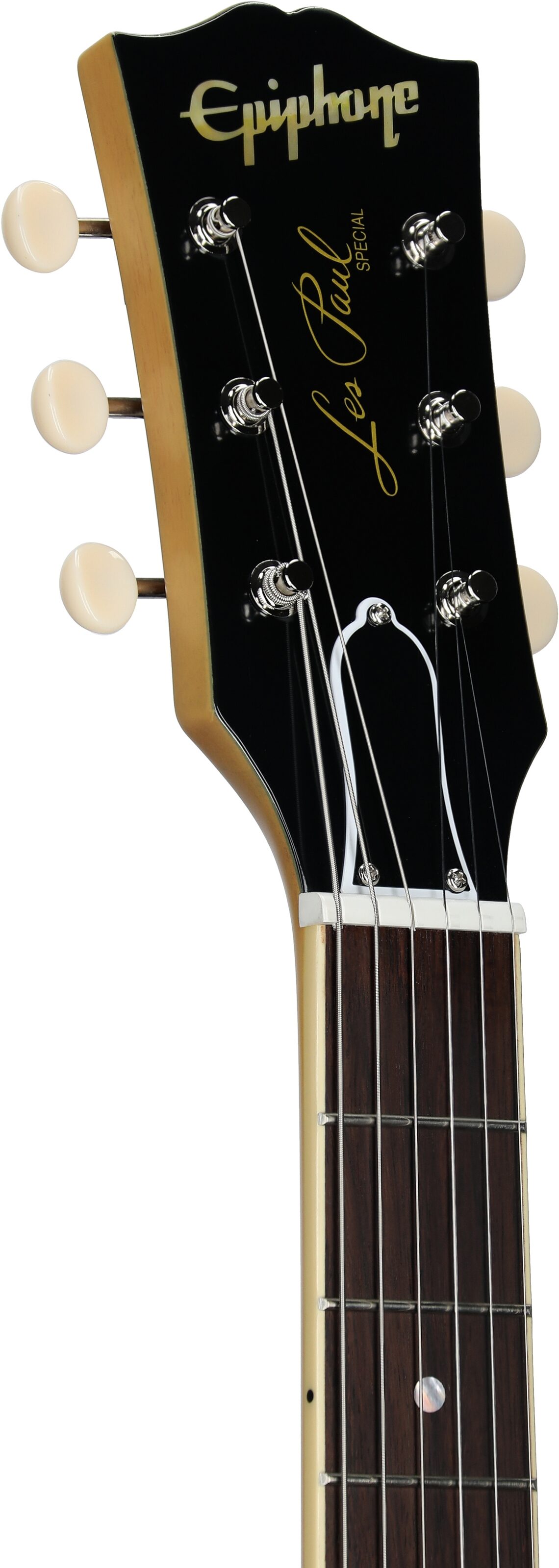 Epiphone Inspired by Gibson Custom 1960 Les Paul Special Double Cut Reissue Electric Guitar (with Case), TV Yellow, Headstock Left Front