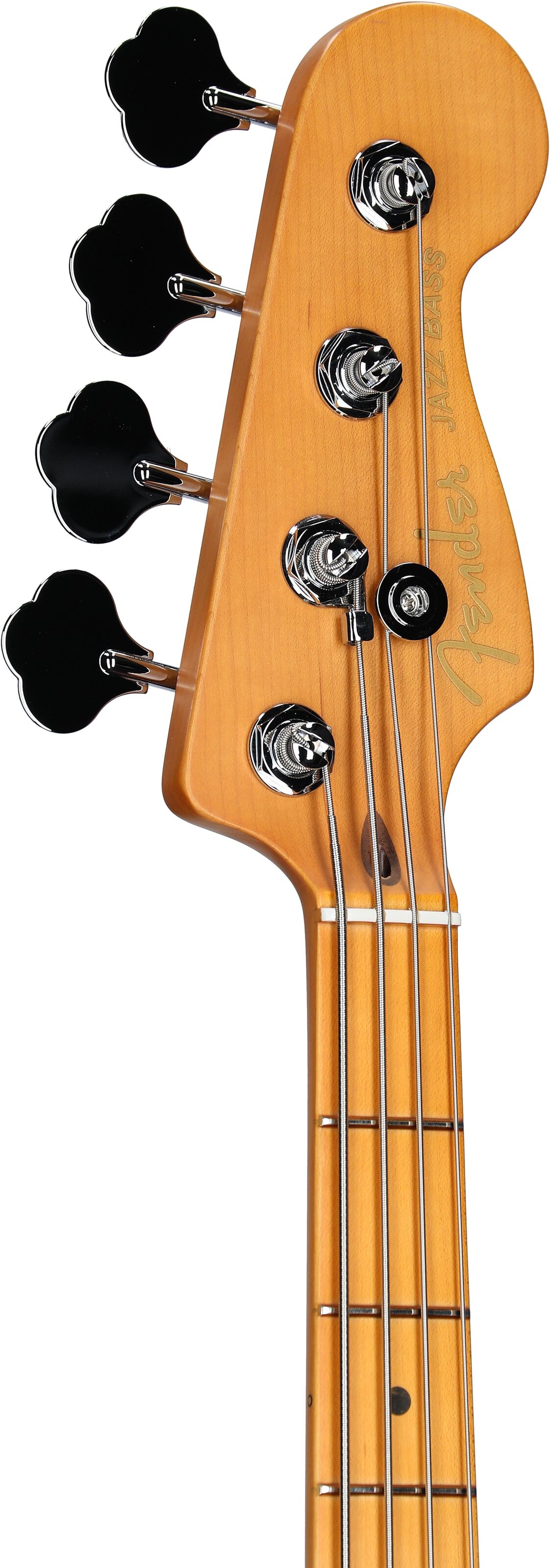 Fender American Ultra II Jazz Electric Bass, Maple Fingerboard (with Case), Sinister Red, Headstock Left Front