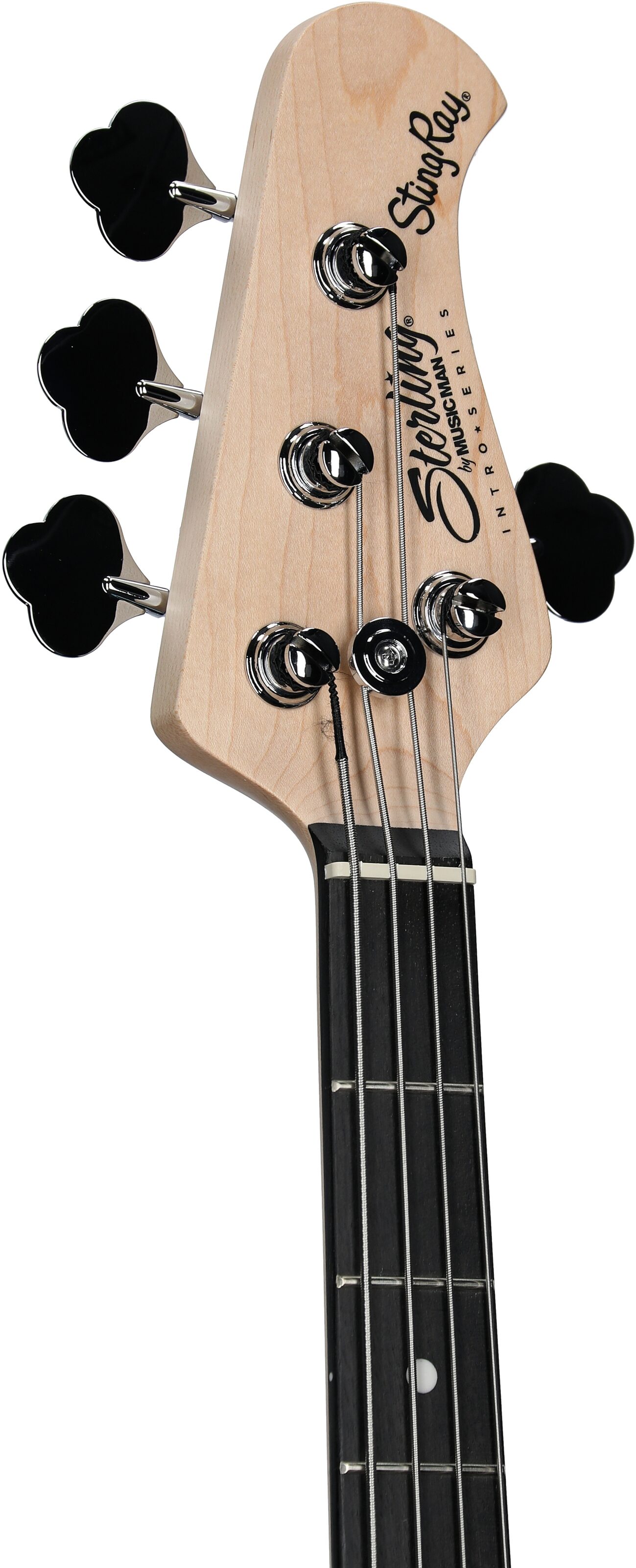 Sterling Intro Series StingRay Electric Bass, Electric Blue, Headstock Left Front